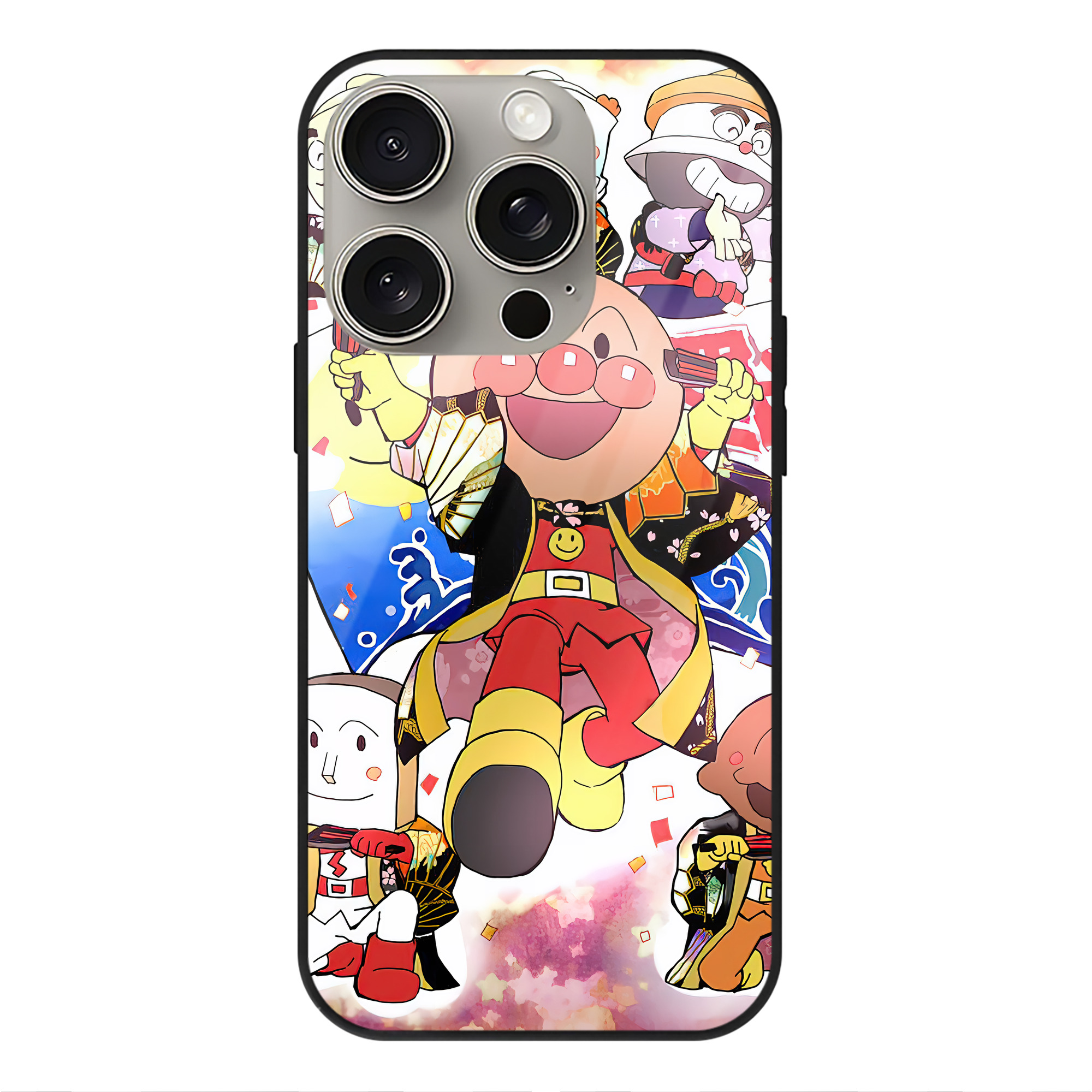 （画像用） アンパンマン Anpanman 【iPhone15Pro対応】スマホケース 耐衝撃＆黄変防止 背面ガラス