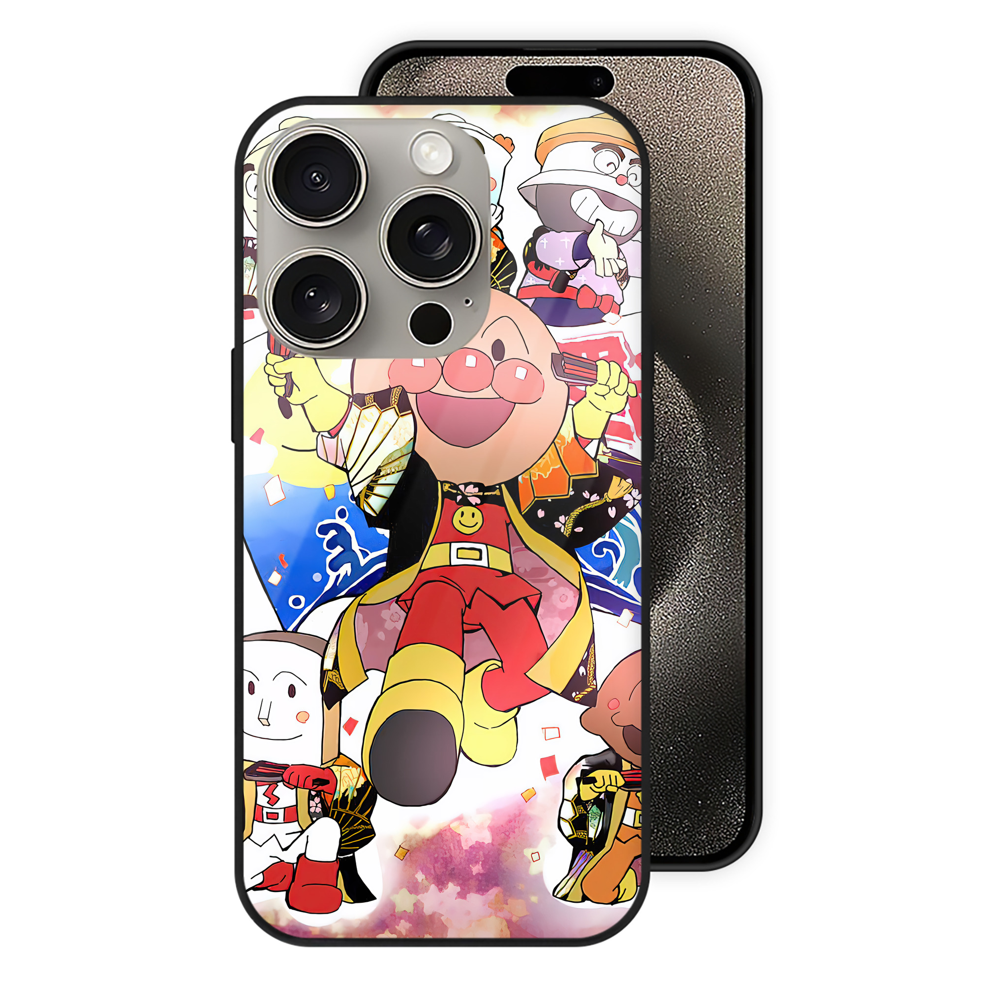 （画像用） アンパンマン Anpanman 【iPhone15Pro対応】スマホケース 耐衝撃＆黄変防止 背面ガラス