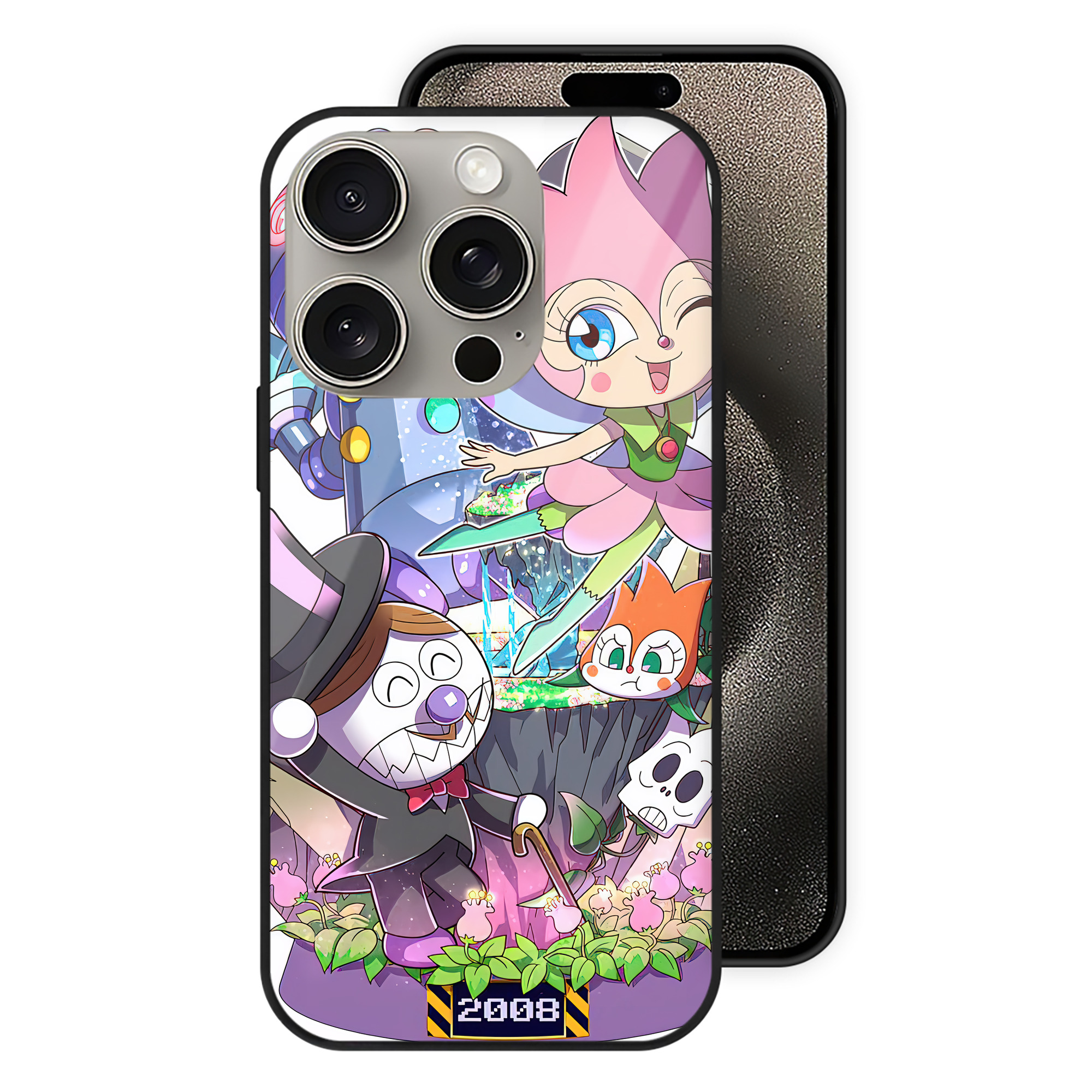 （画像用） アンパンマン Anpanman 【iPhone15Pro対応】スマホケース 耐衝撃＆黄変防止 背面ガラス