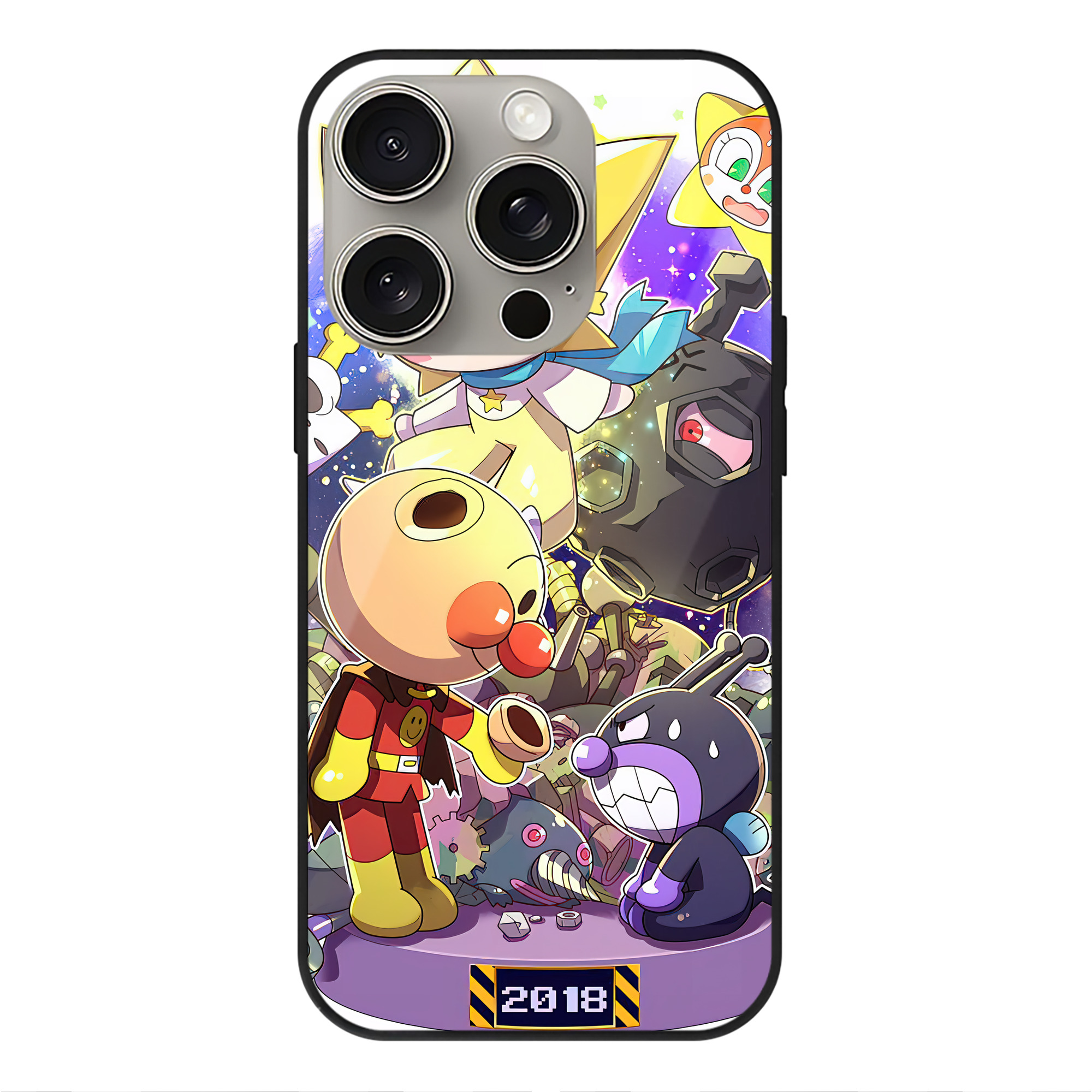 （画像用） アンパンマン Anpanman 【iPhone15Pro対応】スマホケース 耐衝撃＆黄変防止 背面ガラス