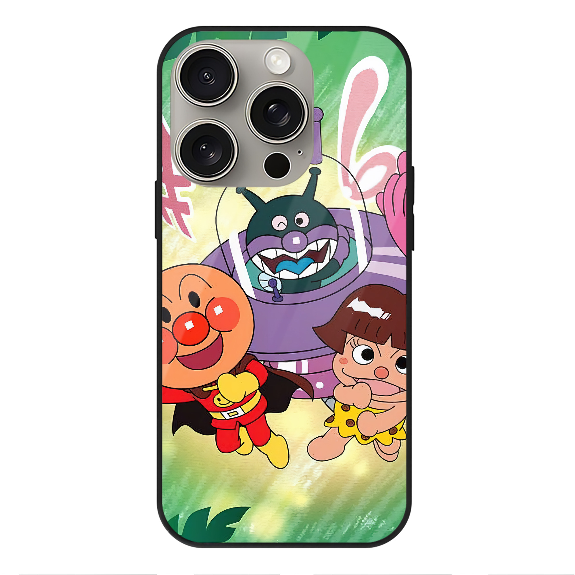 （画像用） アンパンマン Anpanman 【iPhone15Pro対応】スマホケース 耐衝撃＆黄変防止 背面ガラス
