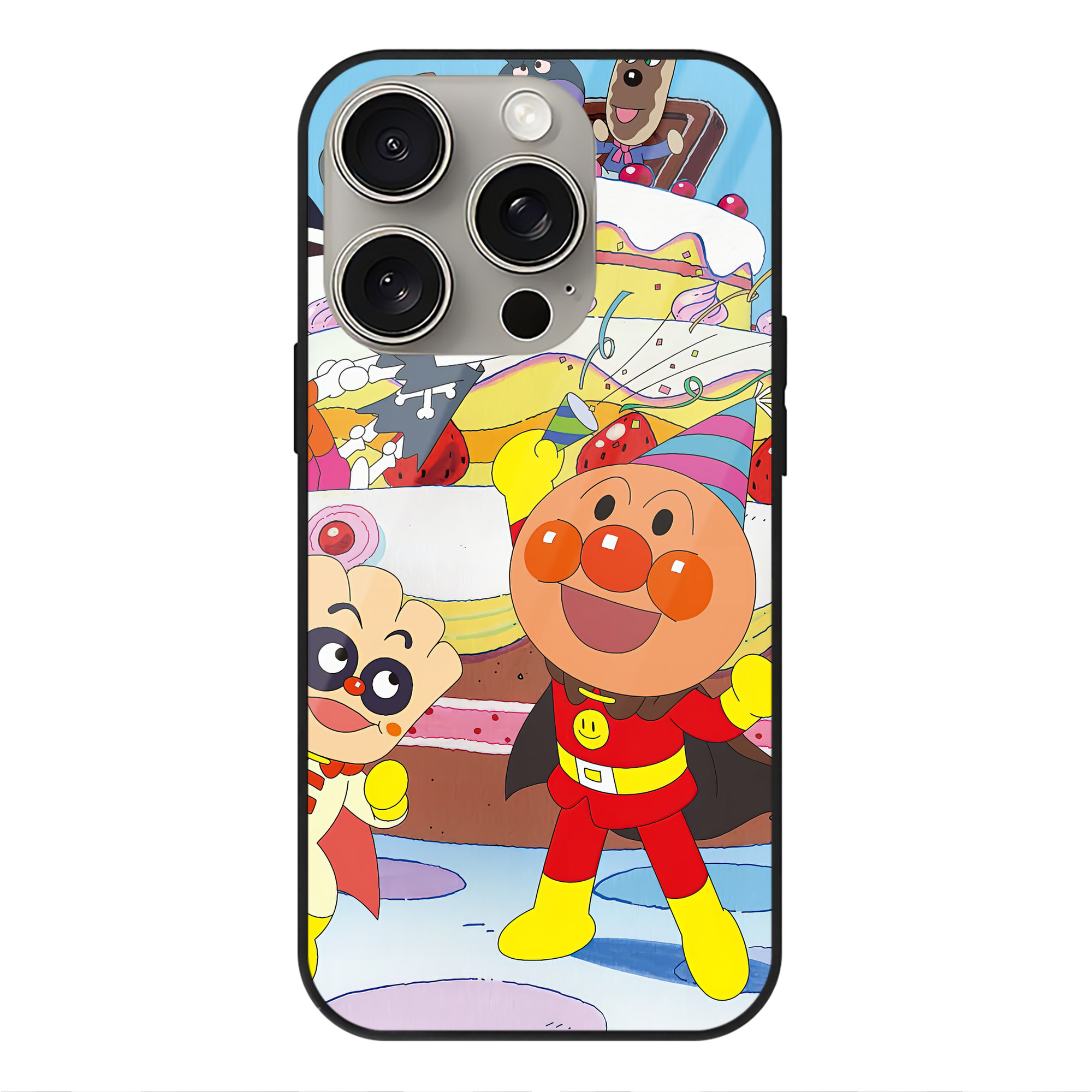 （画像用） アンパンマン Anpanman 【iPhone15Pro対応】スマホケース 耐衝撃＆黄変防止 背面ガラス