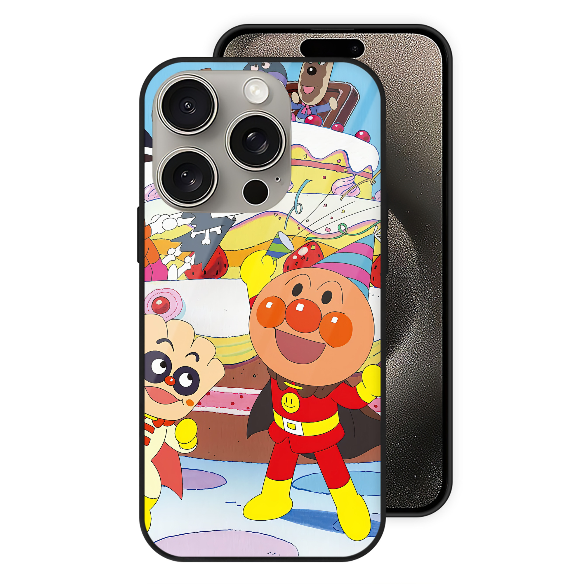 （画像用） アンパンマン Anpanman 【iPhone15Pro対応】スマホケース 耐衝撃＆黄変防止 背面ガラス