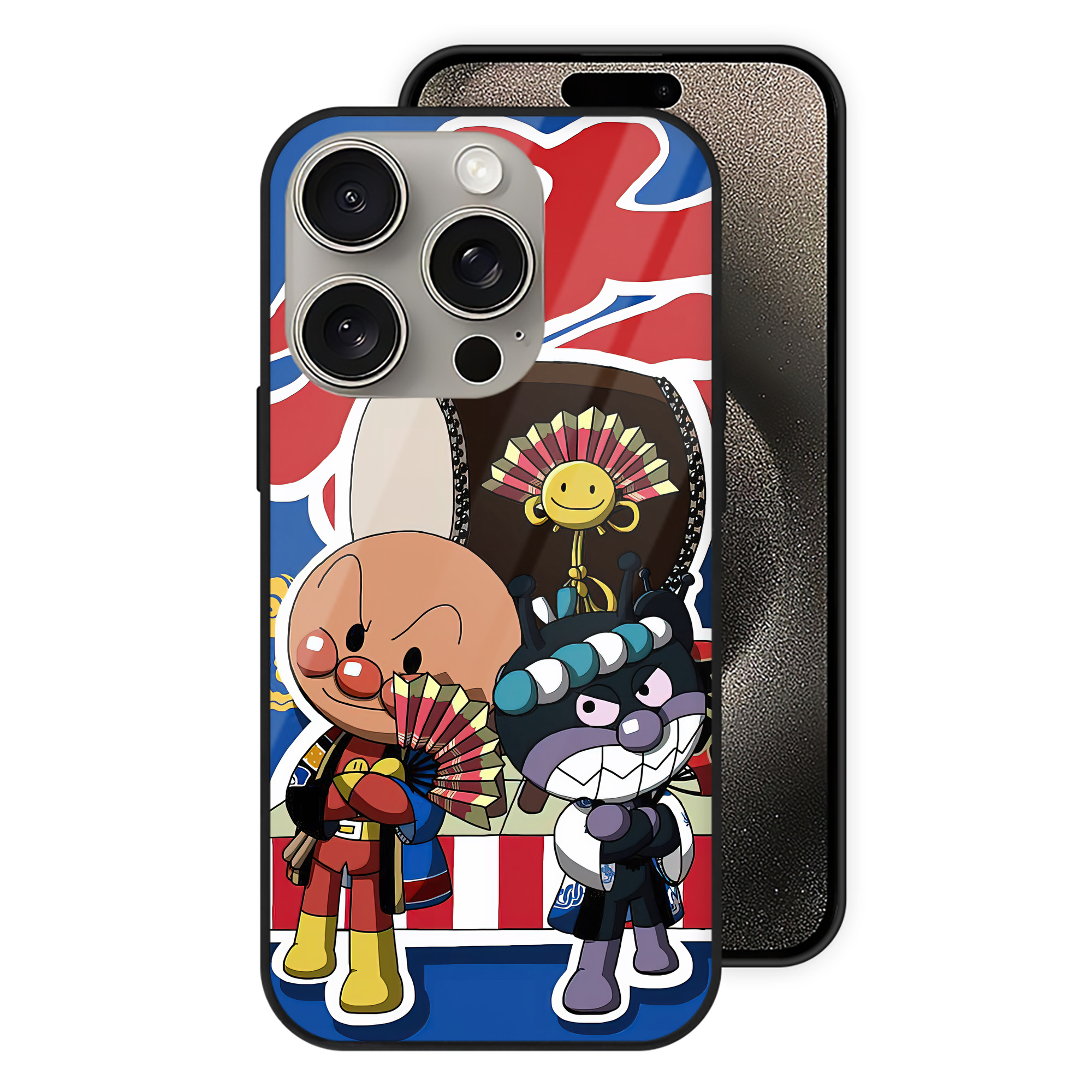 （画像用） アンパンマン Anpanman 【iPhone15Pro対応】スマホケース 耐衝撃＆黄変防止 背面ガラス