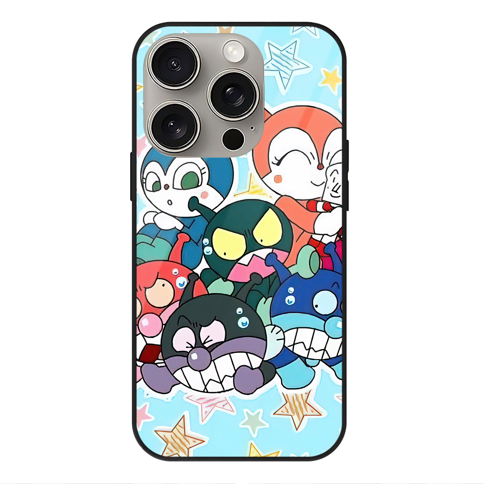（画像用） アンパンマン Anpanman 【iPhone15Pro対応】スマホケース 耐衝撃＆黄変防止 背面ガラス
