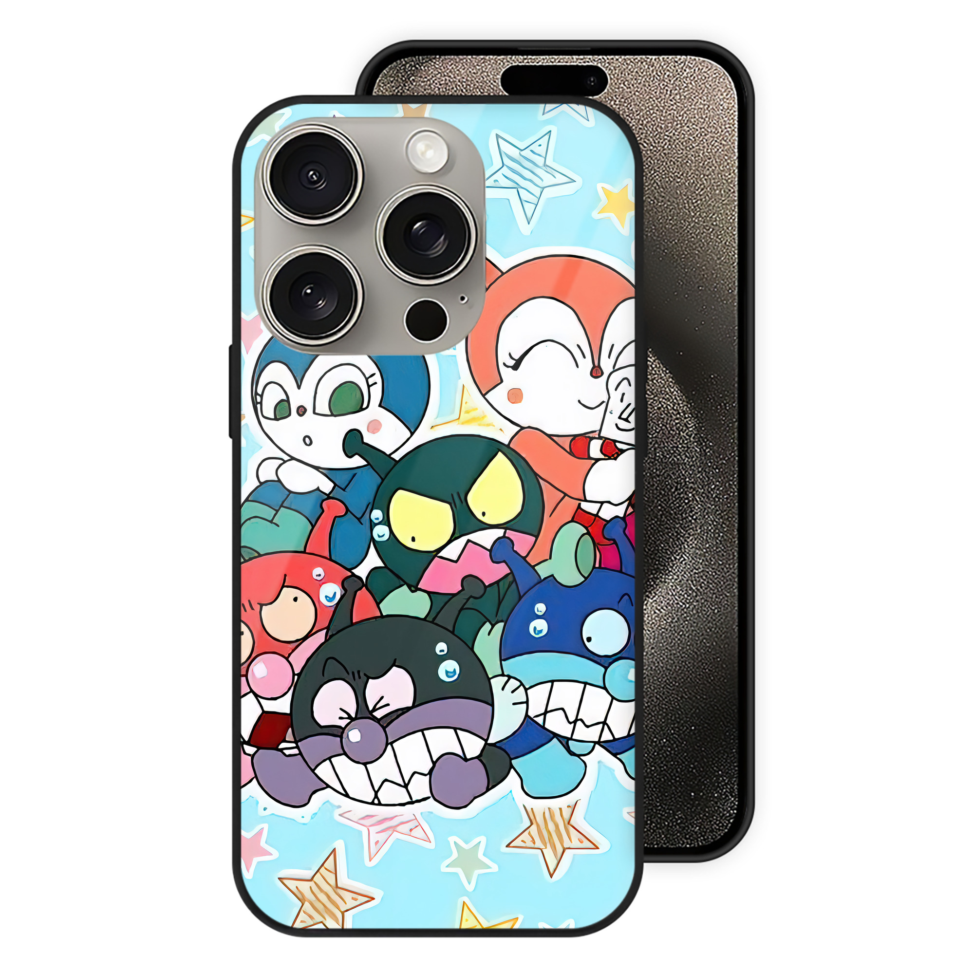 （画像用） アンパンマン Anpanman 【iPhone15Pro対応】スマホケース 耐衝撃＆黄変防止 背面ガラス