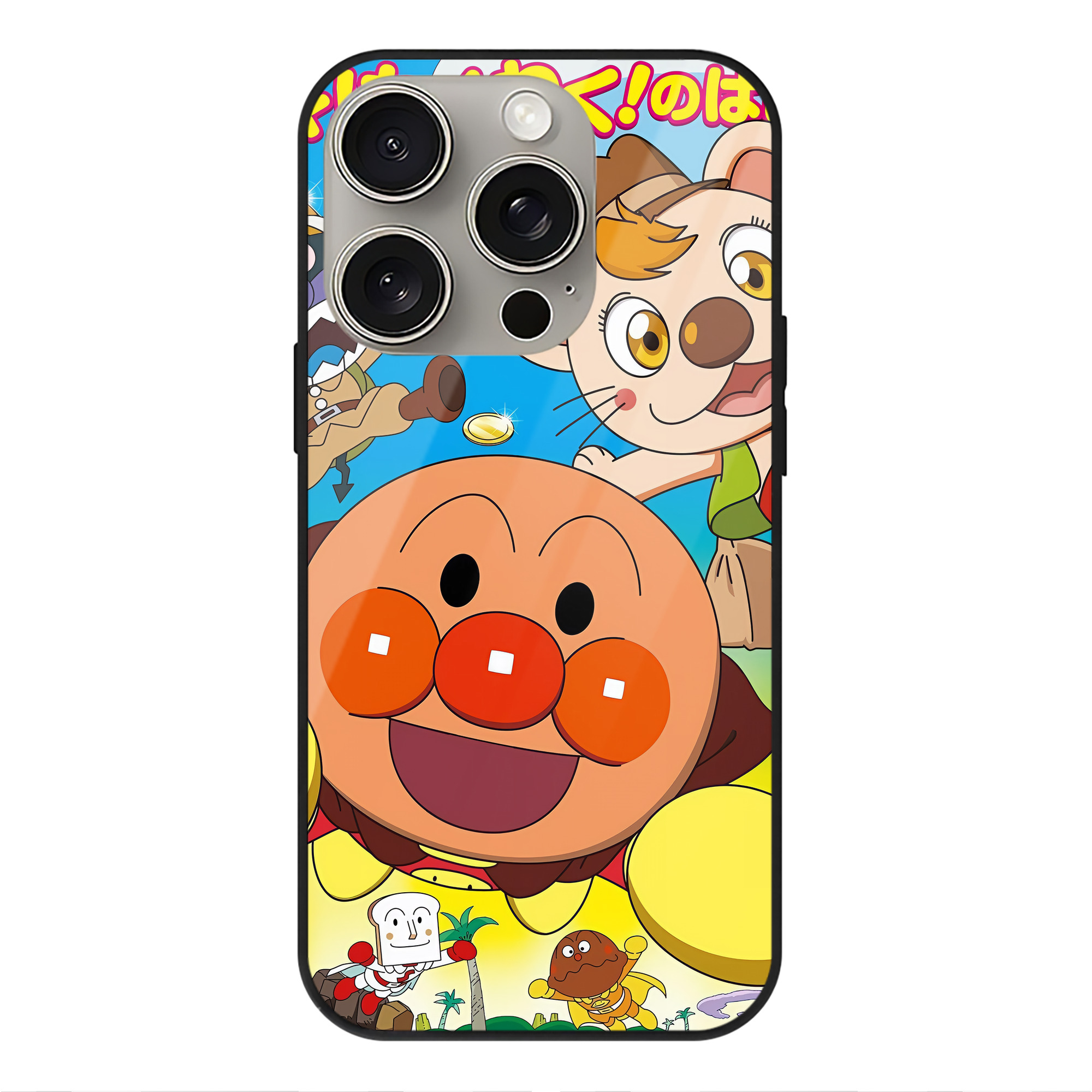 （画像用） アンパンマン Anpanman 【iPhone15Pro対応】スマホケース 耐衝撃＆黄変防止 背面ガラス