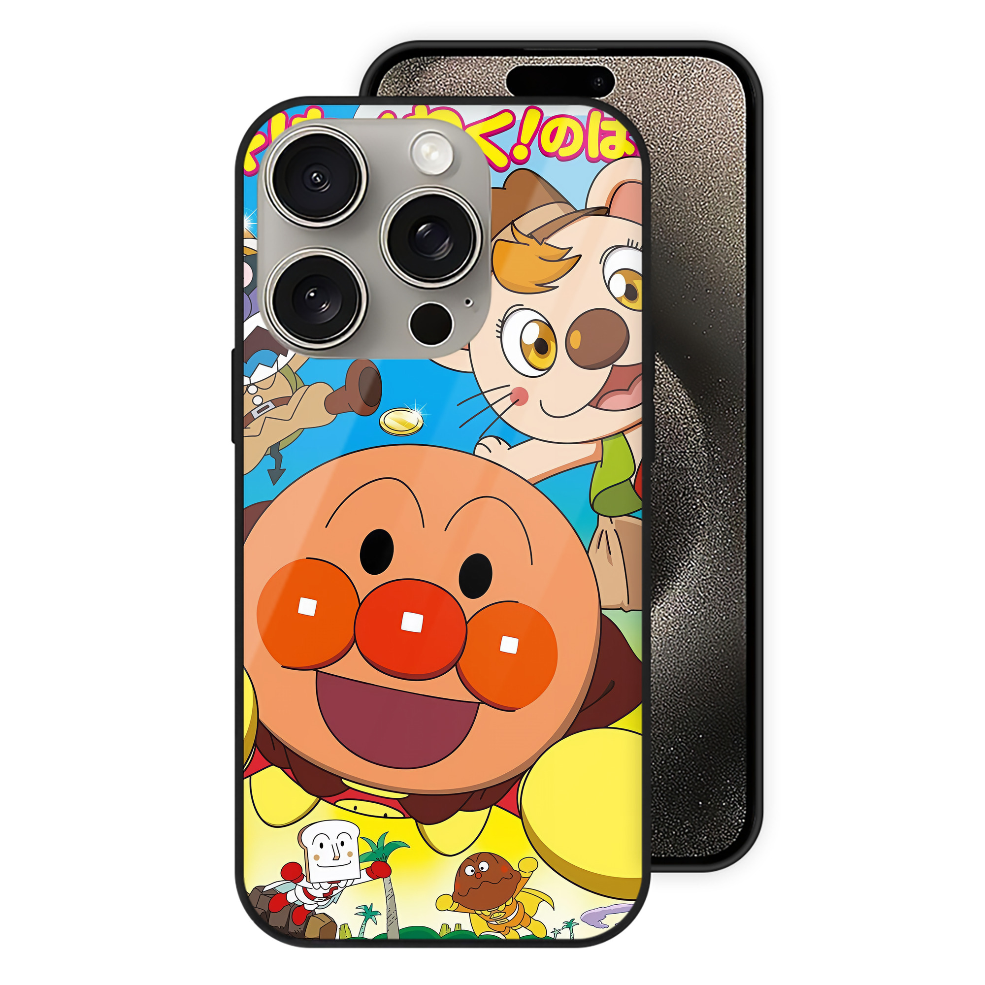 （画像用） アンパンマン Anpanman 【iPhone15Pro対応】スマホケース 耐衝撃＆黄変防止 背面ガラス