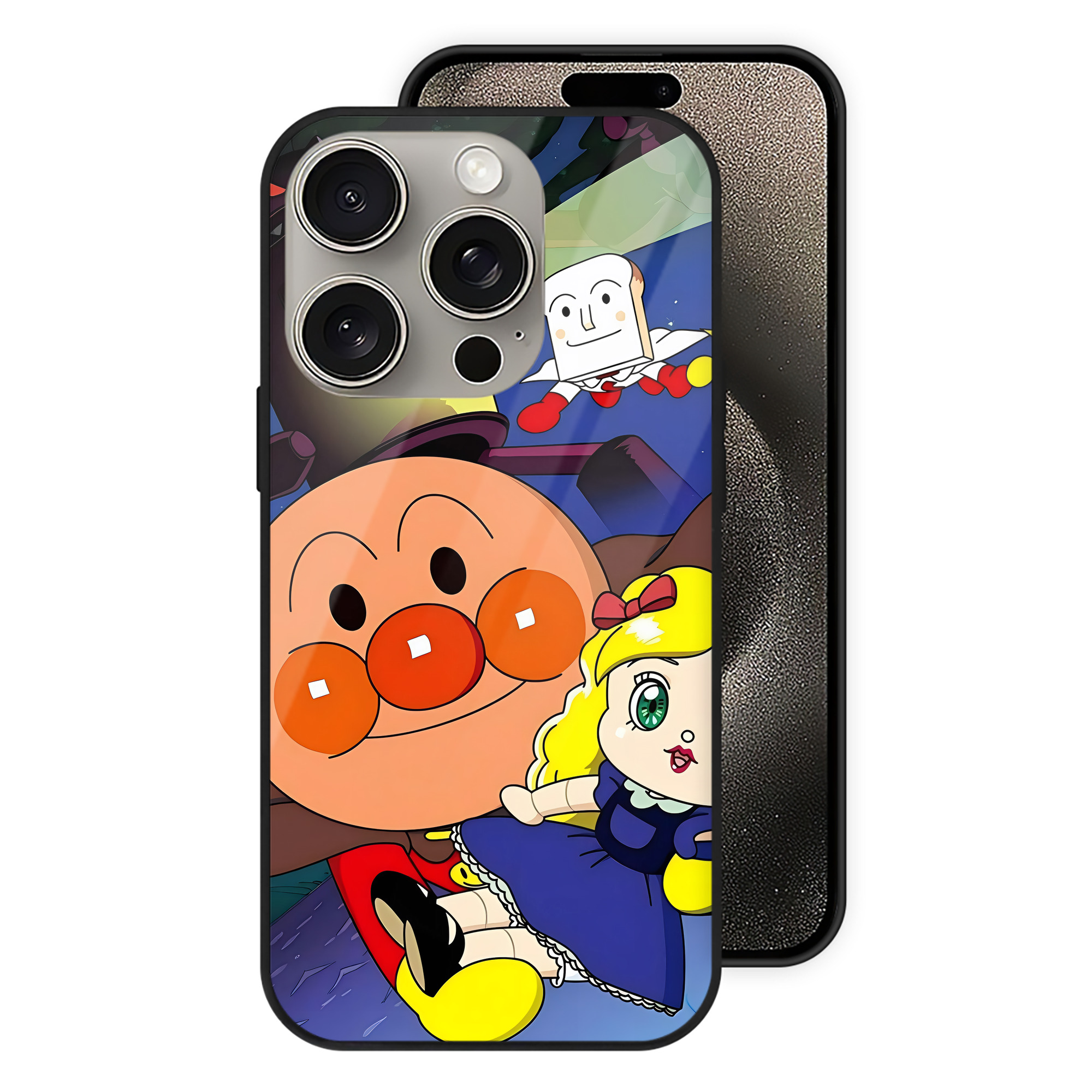 （画像用） アンパンマン Anpanman 【iPhone15Pro対応】スマホケース 耐衝撃＆黄変防止 背面ガラス