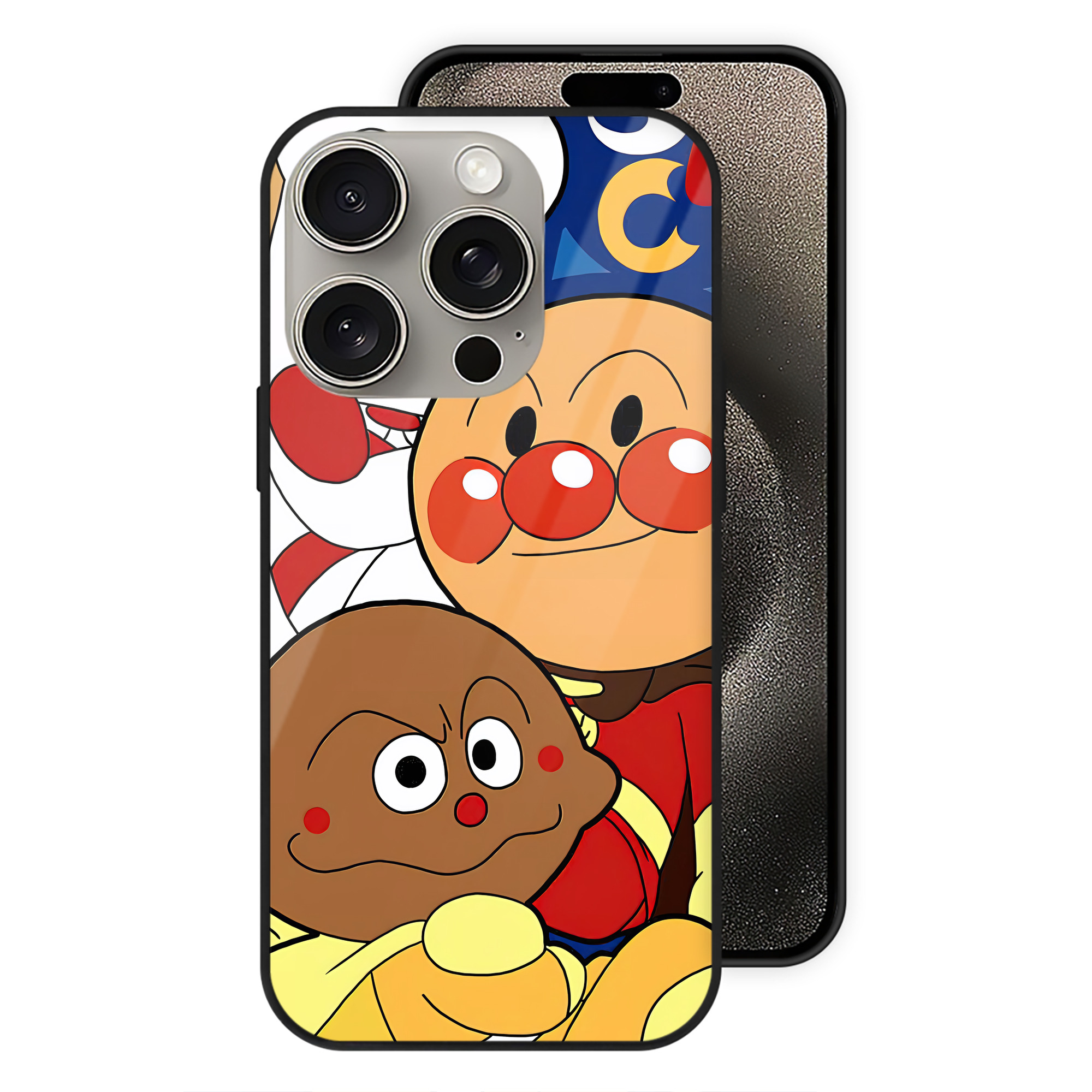 （画像用） アンパンマン Anpanman 【iPhone15Pro対応】スマホケース 耐衝撃＆黄変防止 背面ガラス