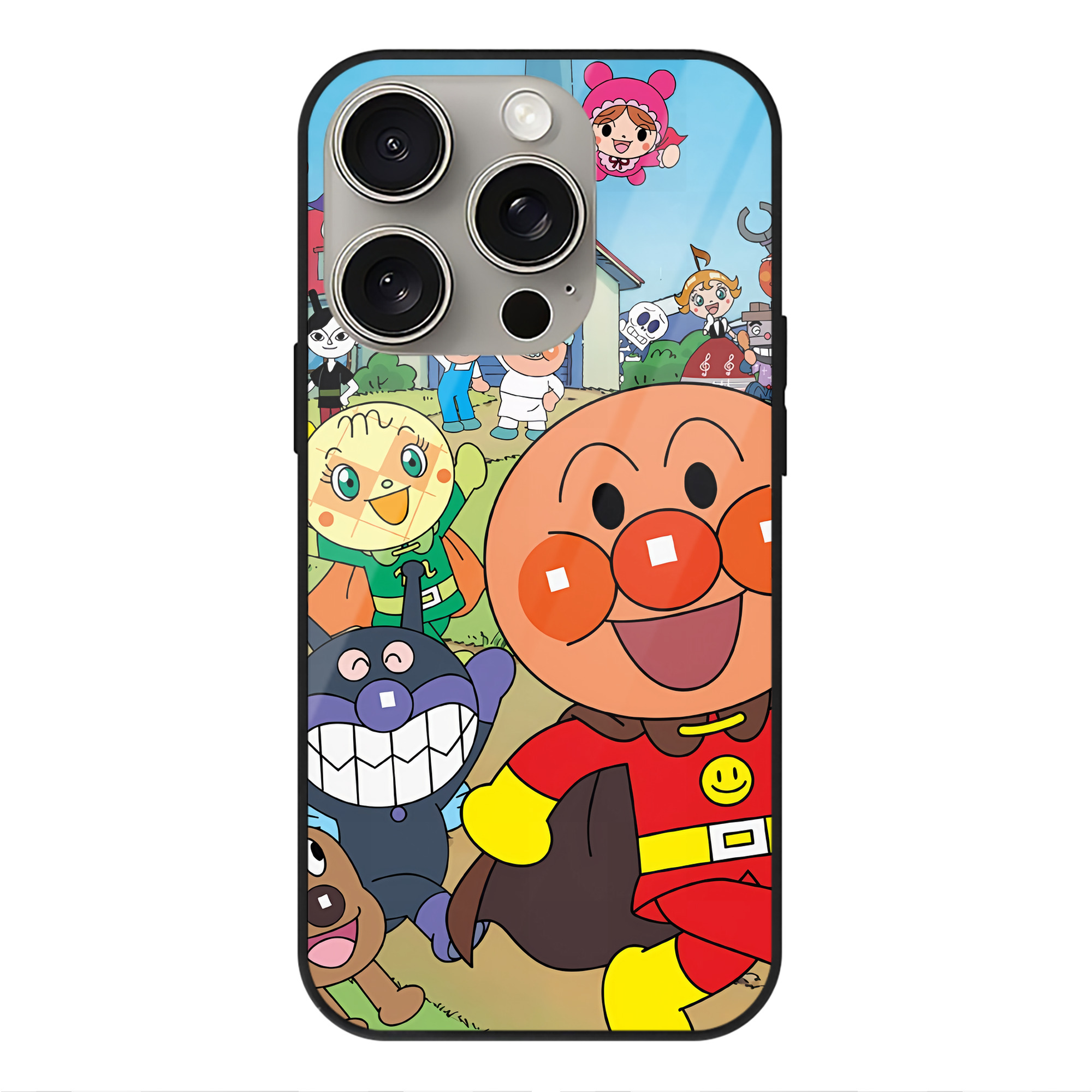 （画像用） アンパンマン Anpanman 【iPhone15Pro対応】スマホケース 耐衝撃＆黄変防止 背面ガラス