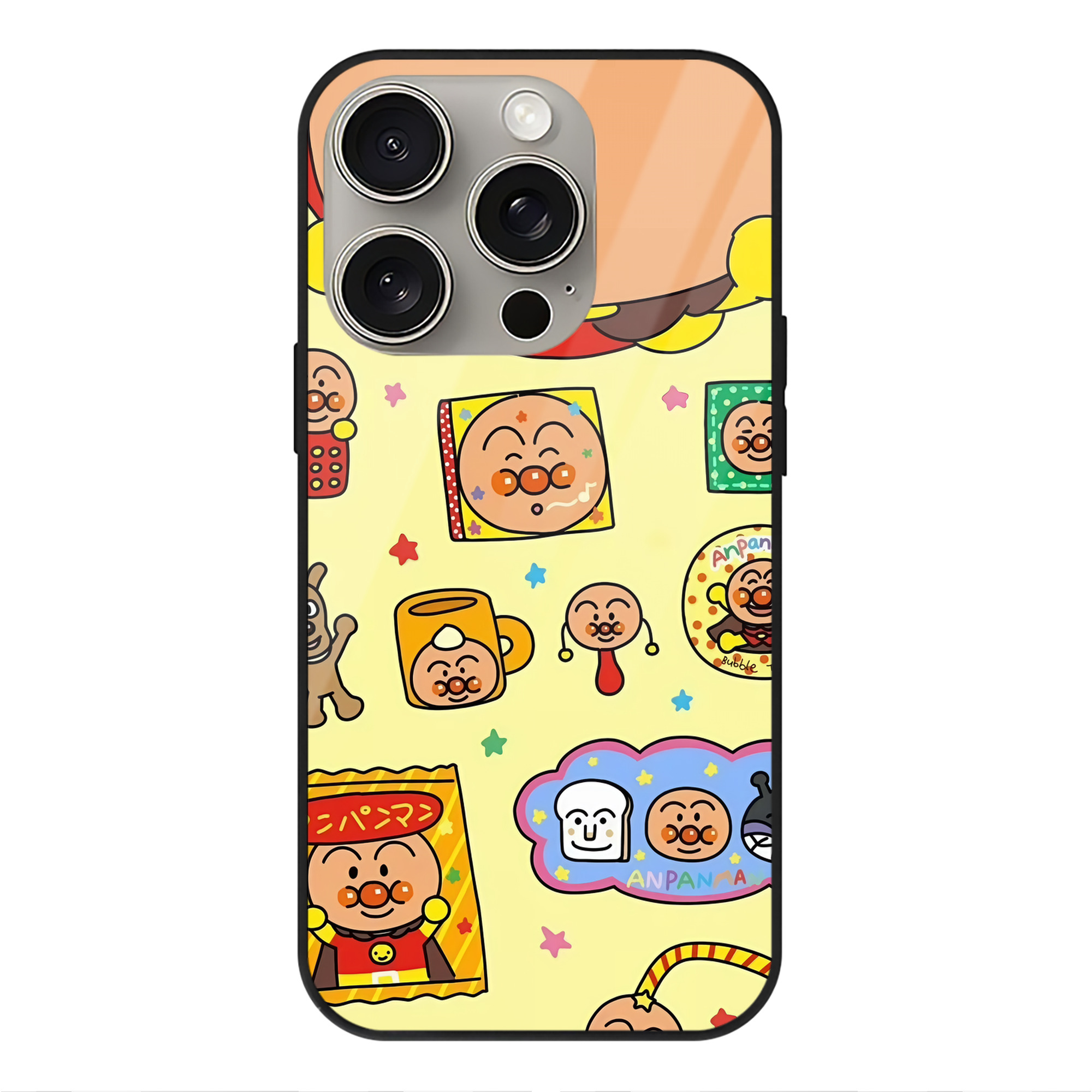 （画像用） アンパンマン Anpanman 【iPhone15Pro対応】スマホケース 耐衝撃＆黄変防止 背面ガラス