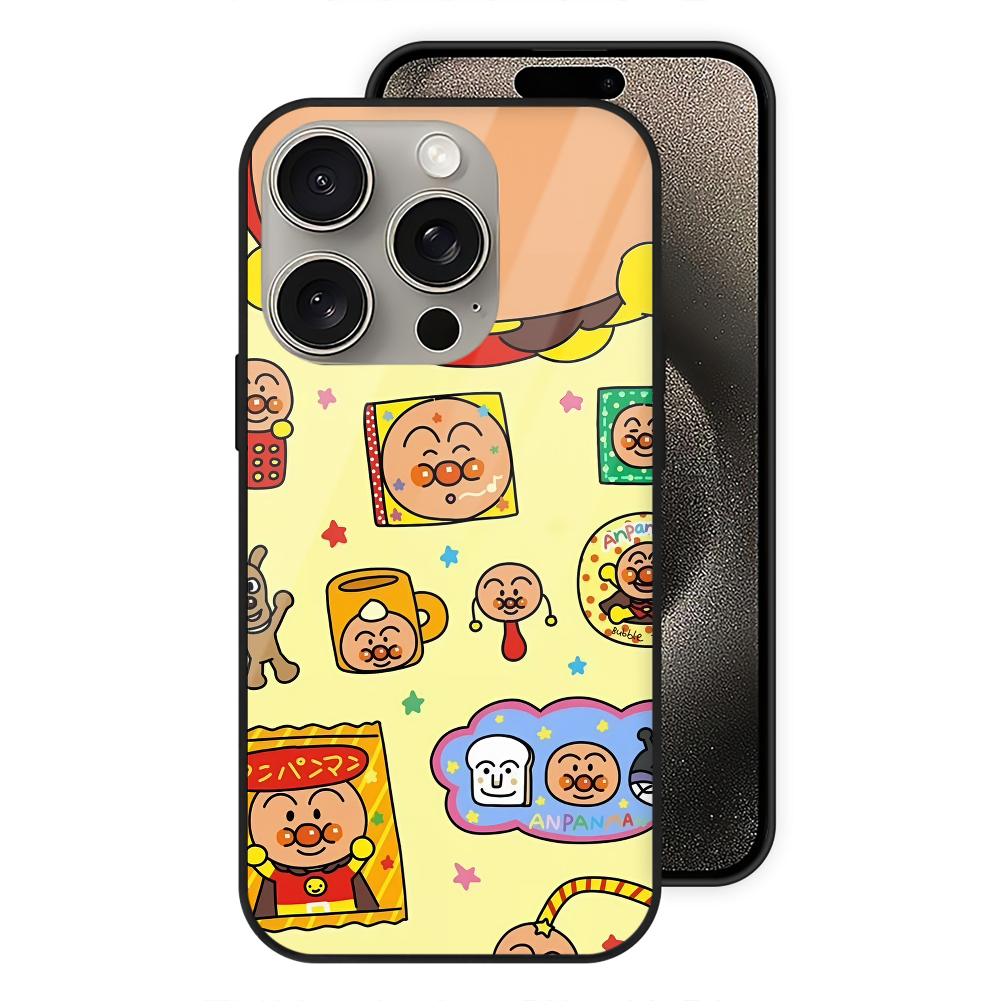 （画像用） アンパンマン Anpanman 【iPhone15Pro対応】スマホケース 耐衝撃＆黄変防止 背面ガラス