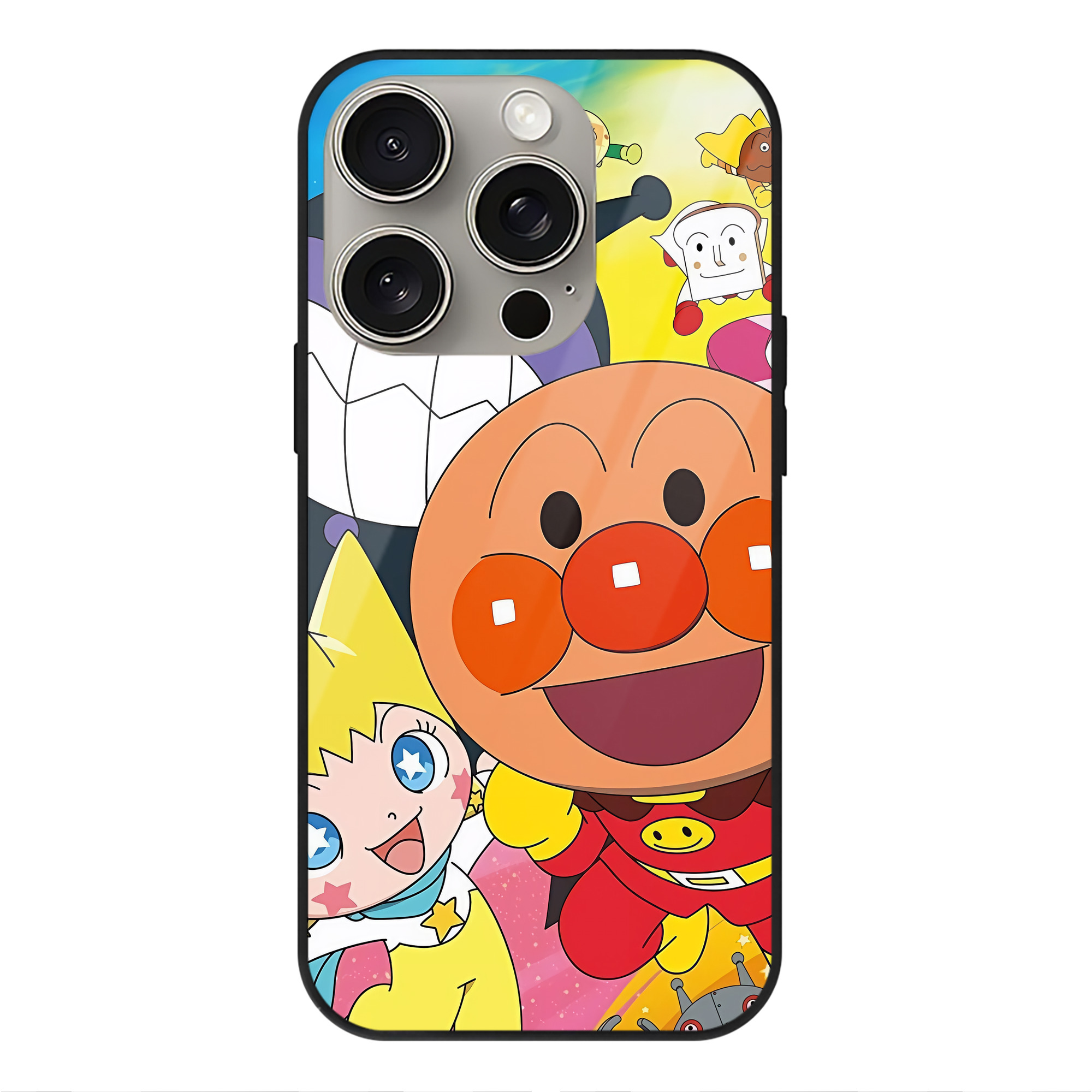 （画像用） アンパンマン Anpanman 【iPhone15Pro対応】スマホケース 耐衝撃＆黄変防止 背面ガラス