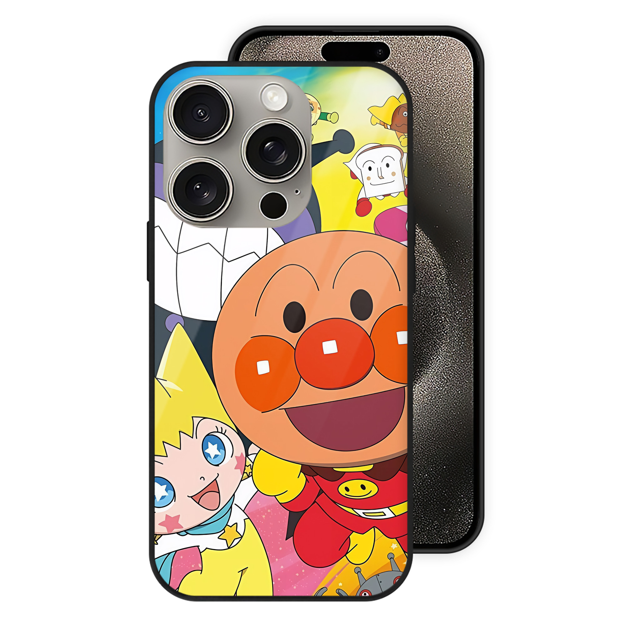 （画像用） アンパンマン Anpanman 【iPhone15Pro対応】スマホケース 耐衝撃＆黄変防止 背面ガラス