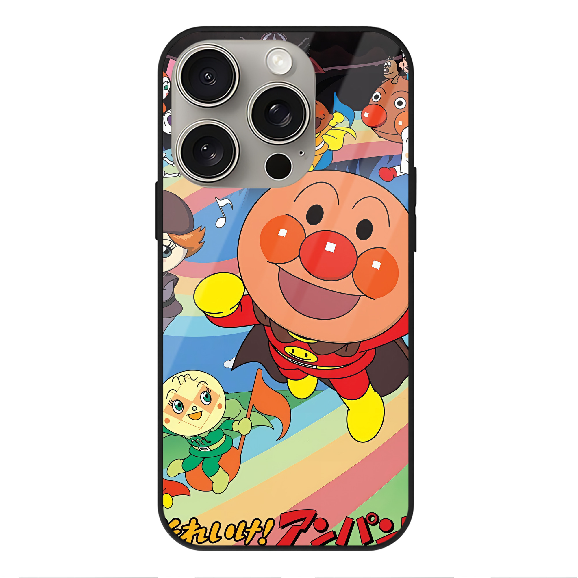 （画像用） アンパンマン Anpanman 【iPhone15Pro対応】スマホケース 耐衝撃＆黄変防止 背面ガラス