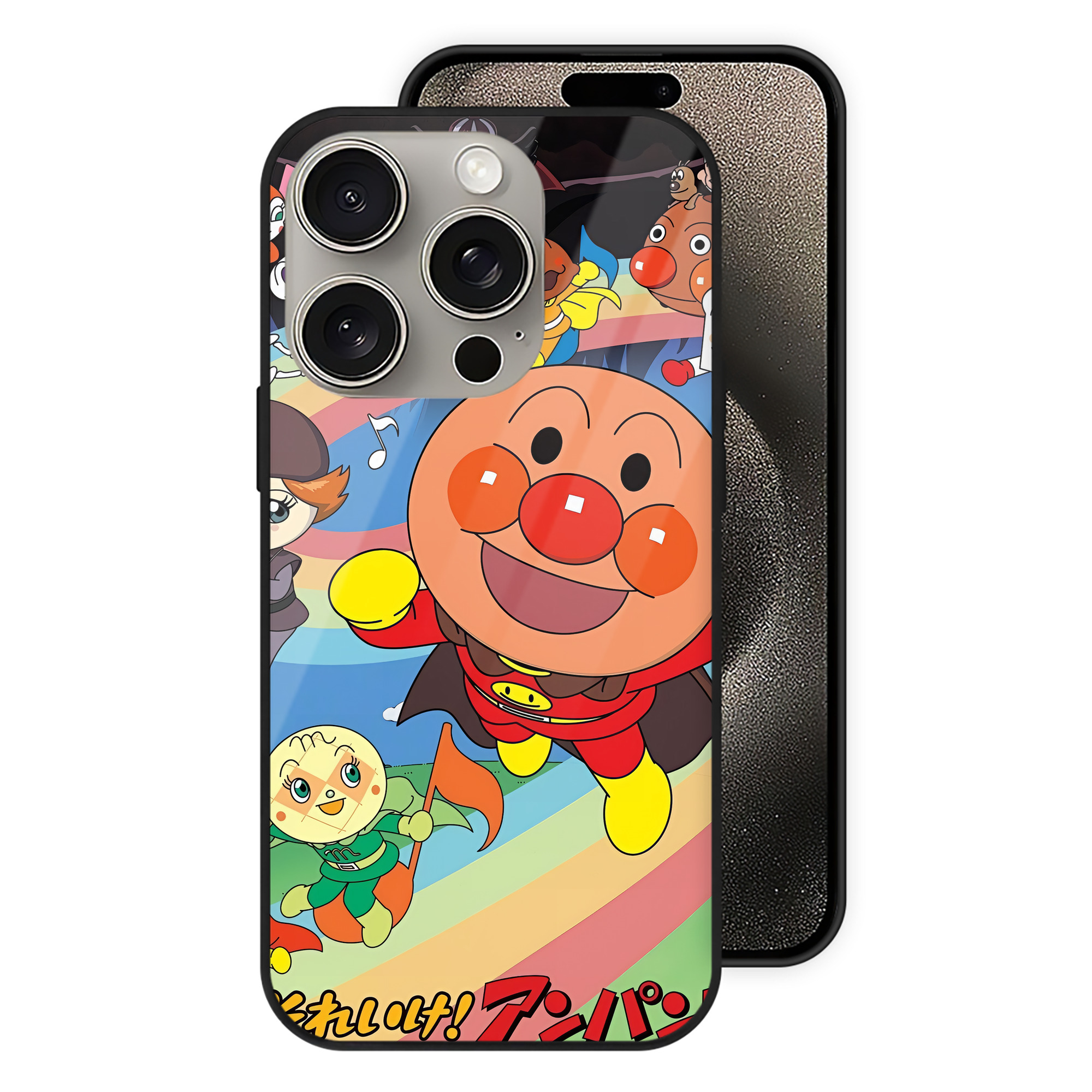 （画像用） アンパンマン Anpanman 【iPhone15Pro対応】スマホケース 耐衝撃＆黄変防止 背面ガラス