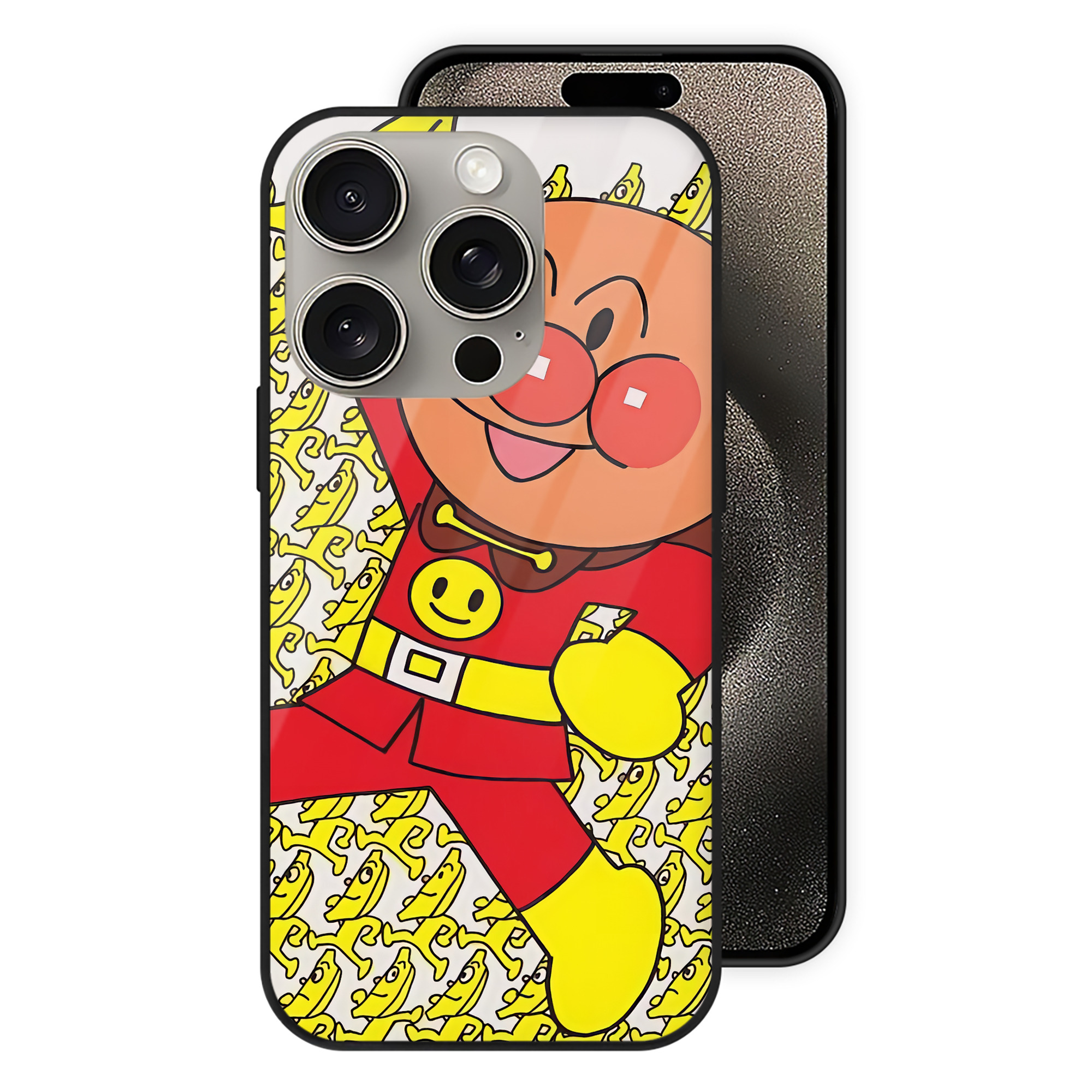 （画像用） アンパンマン Anpanman 【iPhone15Pro対応】スマホケース 耐衝撃＆黄変防止 背面ガラス