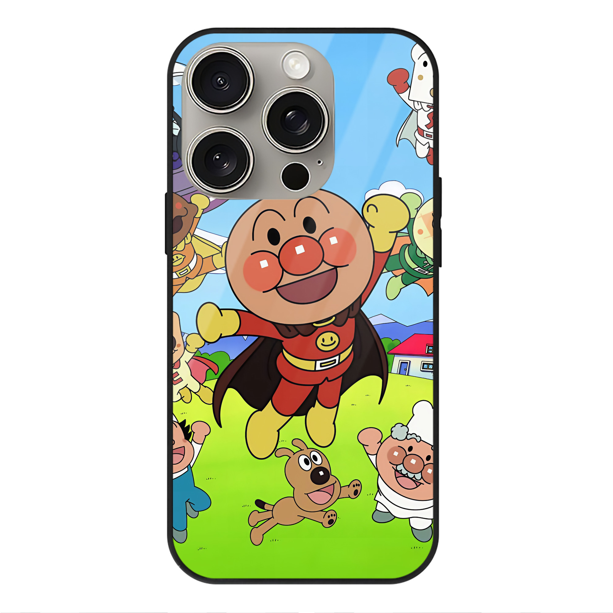 （画像用） アンパンマン Anpanman 【iPhone15Pro対応】スマホケース 耐衝撃＆黄変防止 背面ガラス