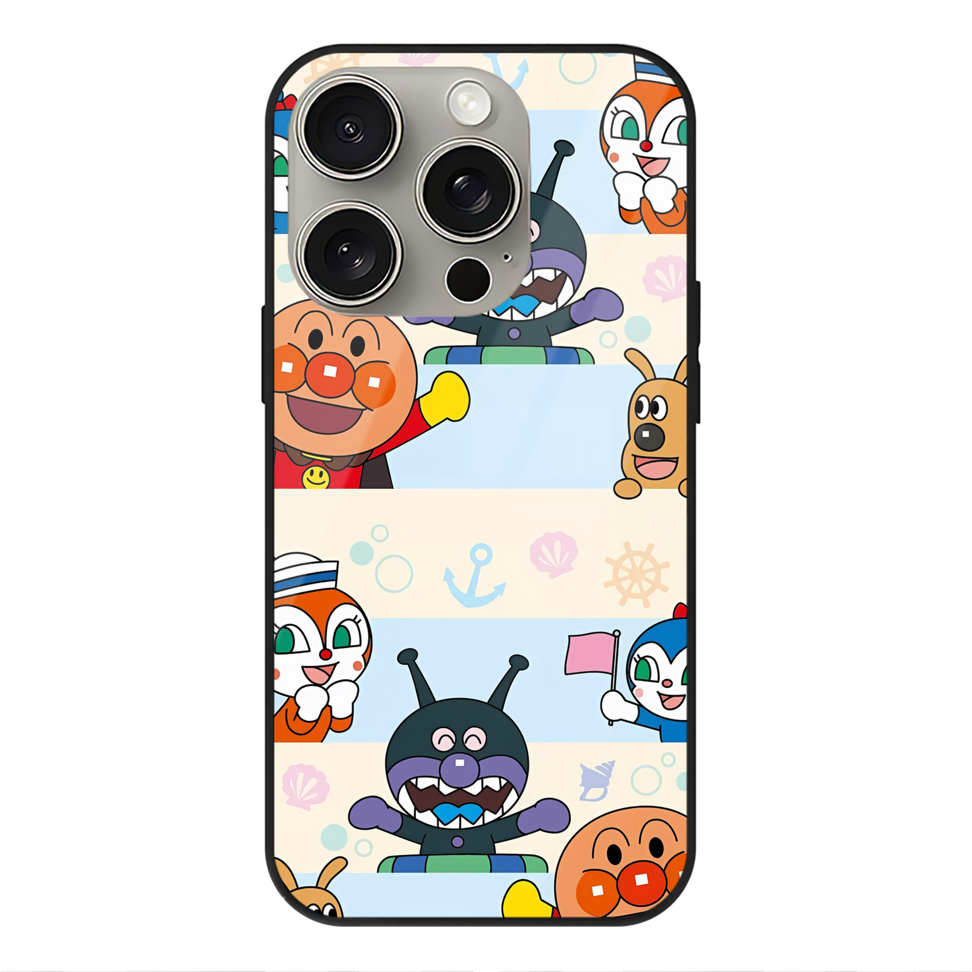 （画像用） アンパンマン Anpanman 【iPhone15Pro対応】スマホケース 耐衝撃＆黄変防止 背面ガラス
