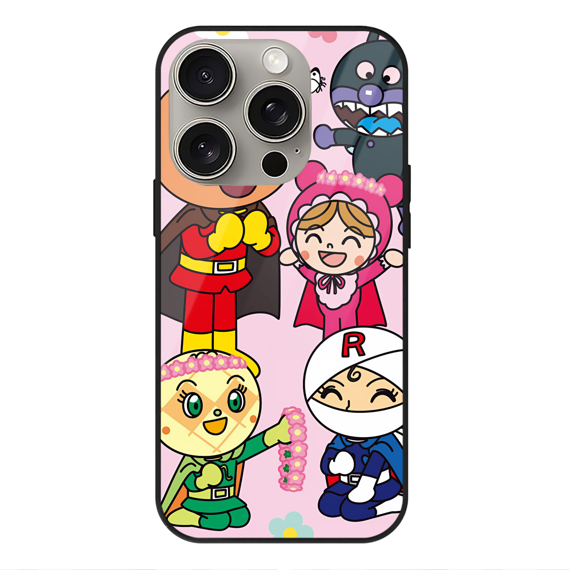 （画像用） アンパンマン Anpanman 【iPhone15Pro対応】スマホケース 耐衝撃＆黄変防止 背面ガラス
