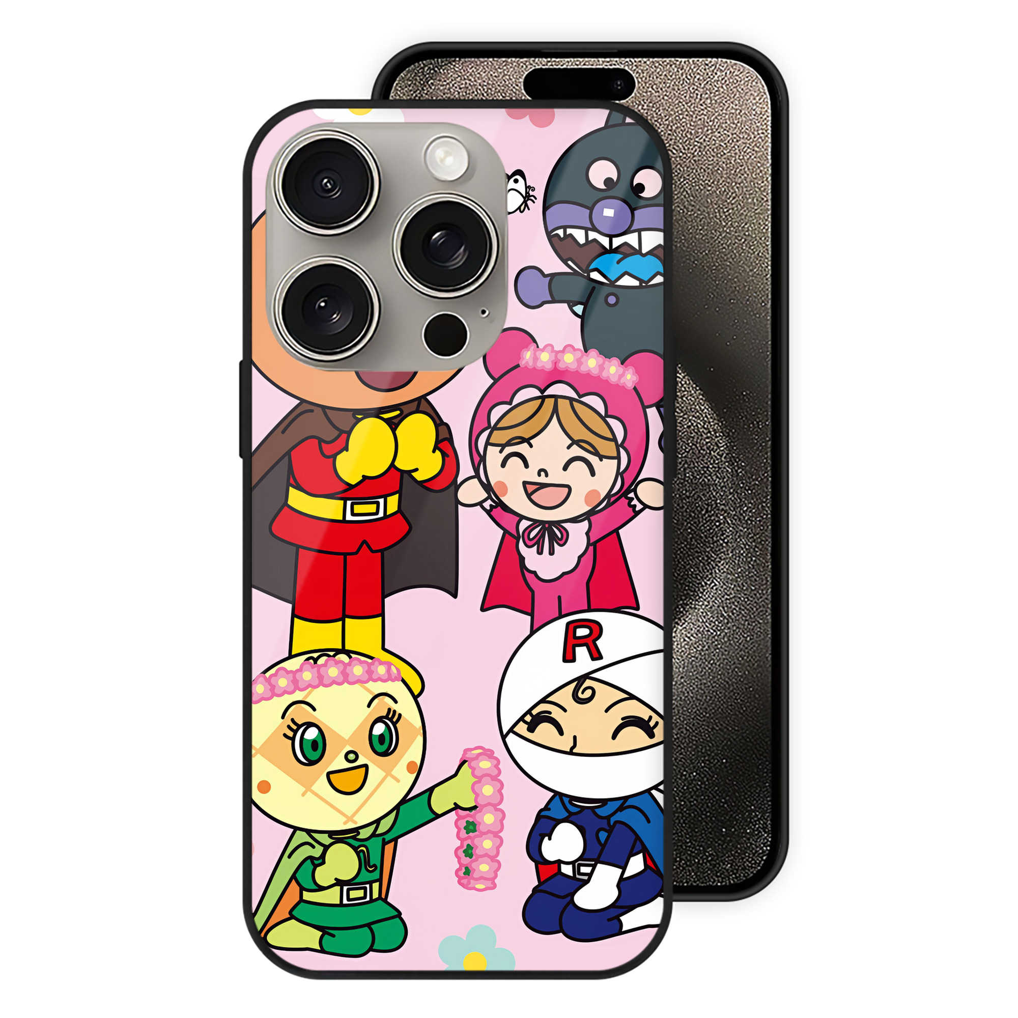 （画像用） アンパンマン Anpanman 【iPhone15Pro対応】スマホケース 耐衝撃＆黄変防止 背面ガラス