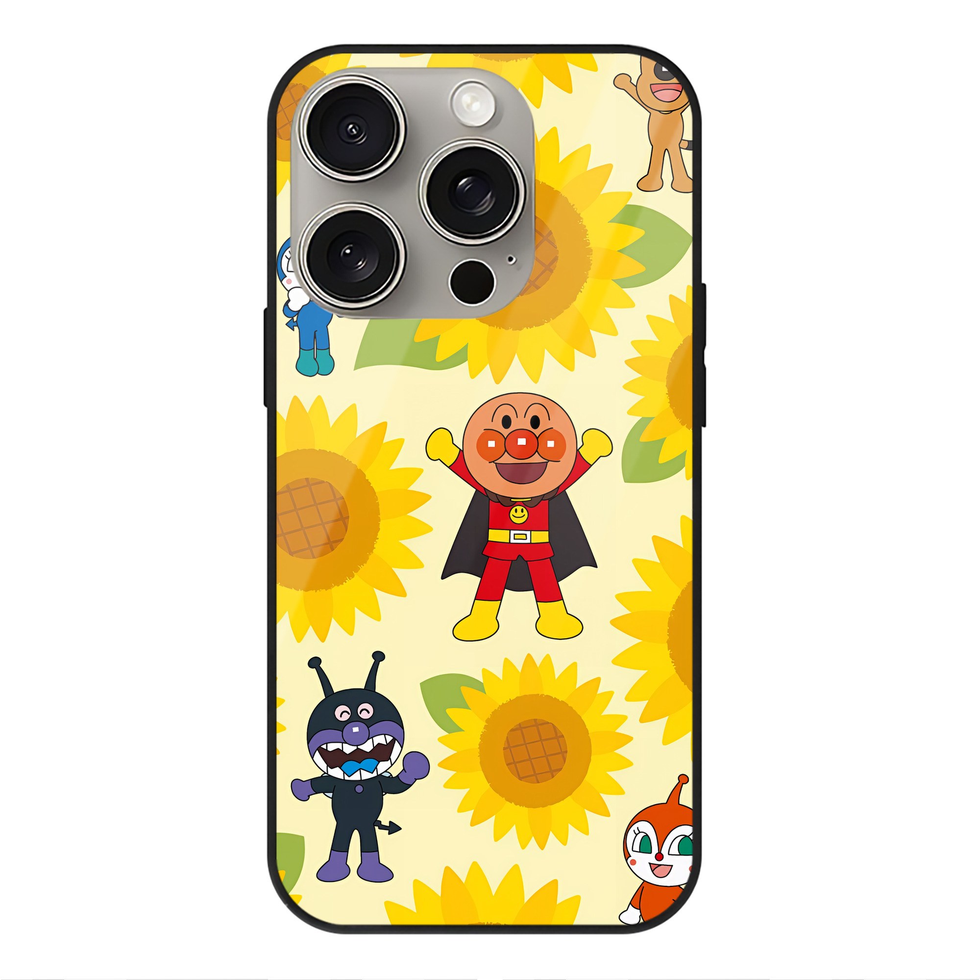 （画像用） アンパンマン Anpanman 【iPhone15Pro対応】スマホケース 耐衝撃＆黄変防止 背面ガラス