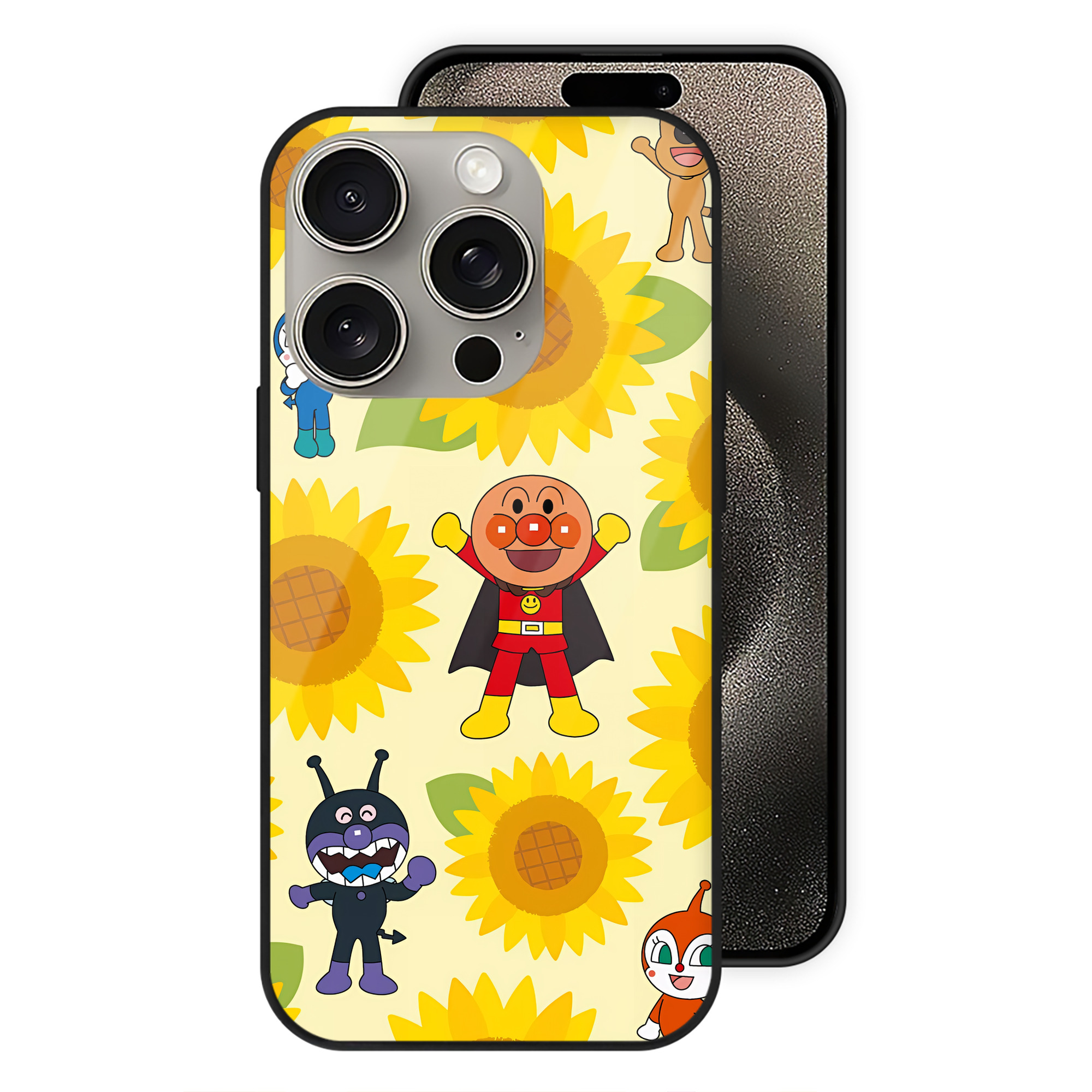 （画像用） アンパンマン Anpanman 【iPhone15Pro対応】スマホケース 耐衝撃＆黄変防止 背面ガラス