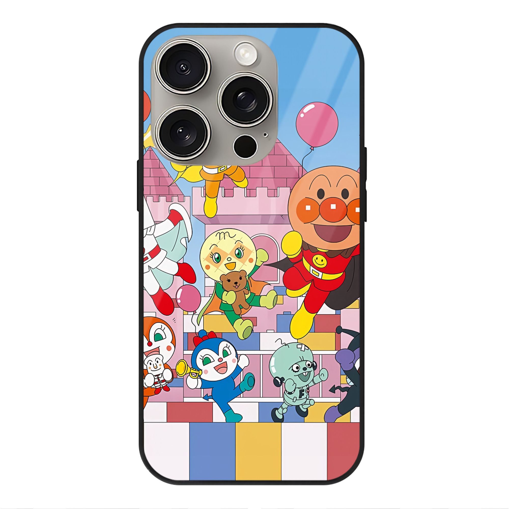 （画像用） アンパンマン Anpanman 【iPhone15Pro対応】スマホケース 耐衝撃＆黄変防止 背面ガラス