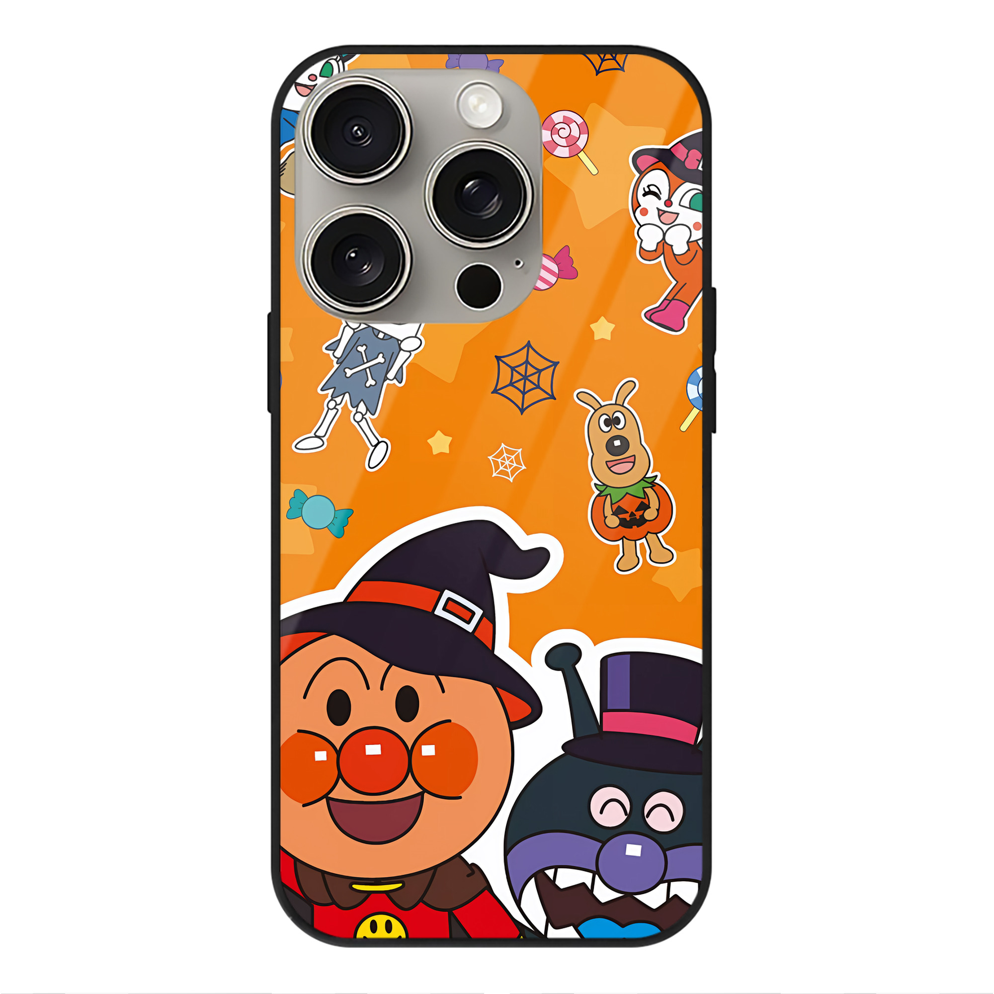 （画像用） アンパンマン Anpanman 【iPhone15Pro対応】スマホケース 耐衝撃＆黄変防止 背面ガラス