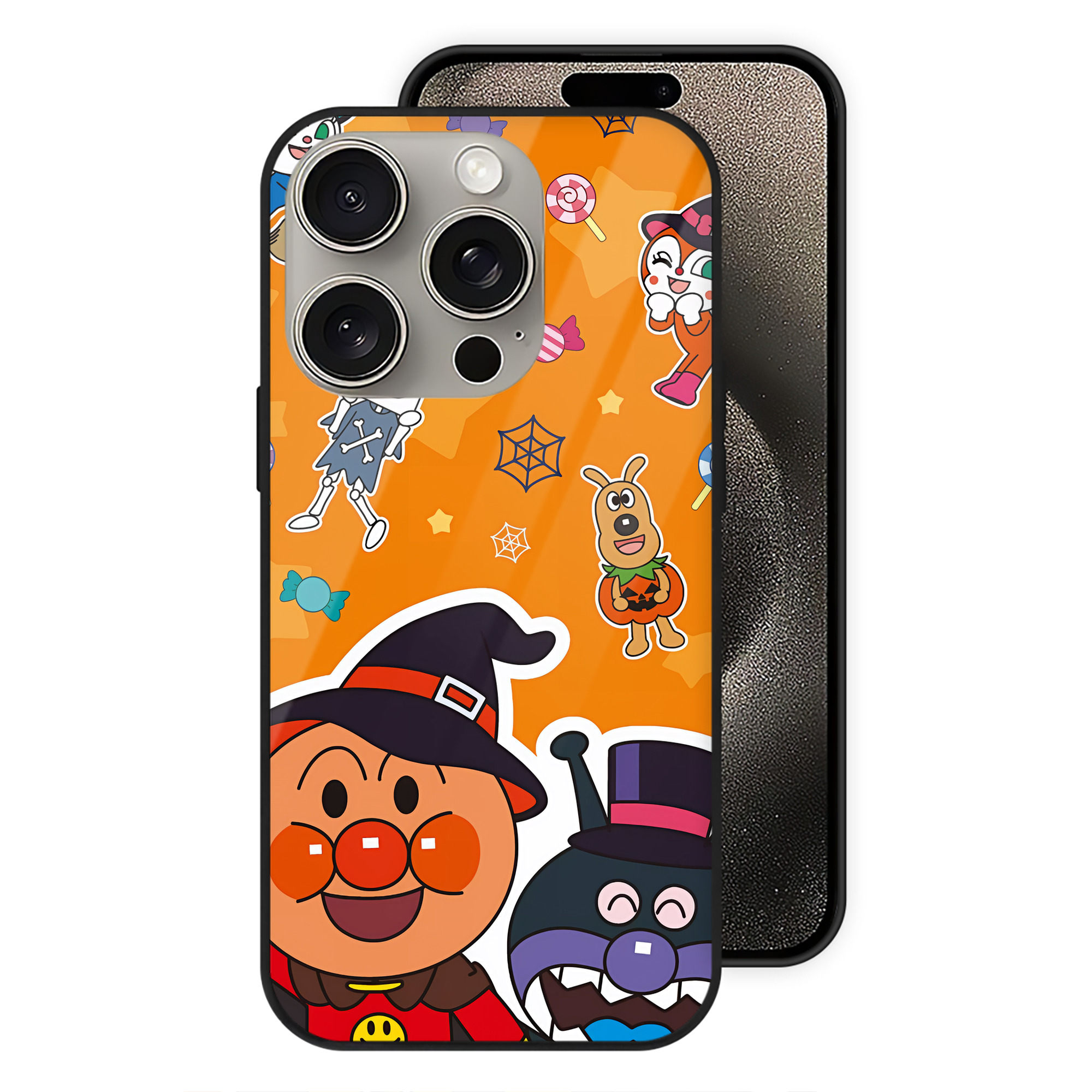 （画像用） アンパンマン Anpanman 【iPhone15Pro対応】スマホケース 耐衝撃＆黄変防止 背面ガラス