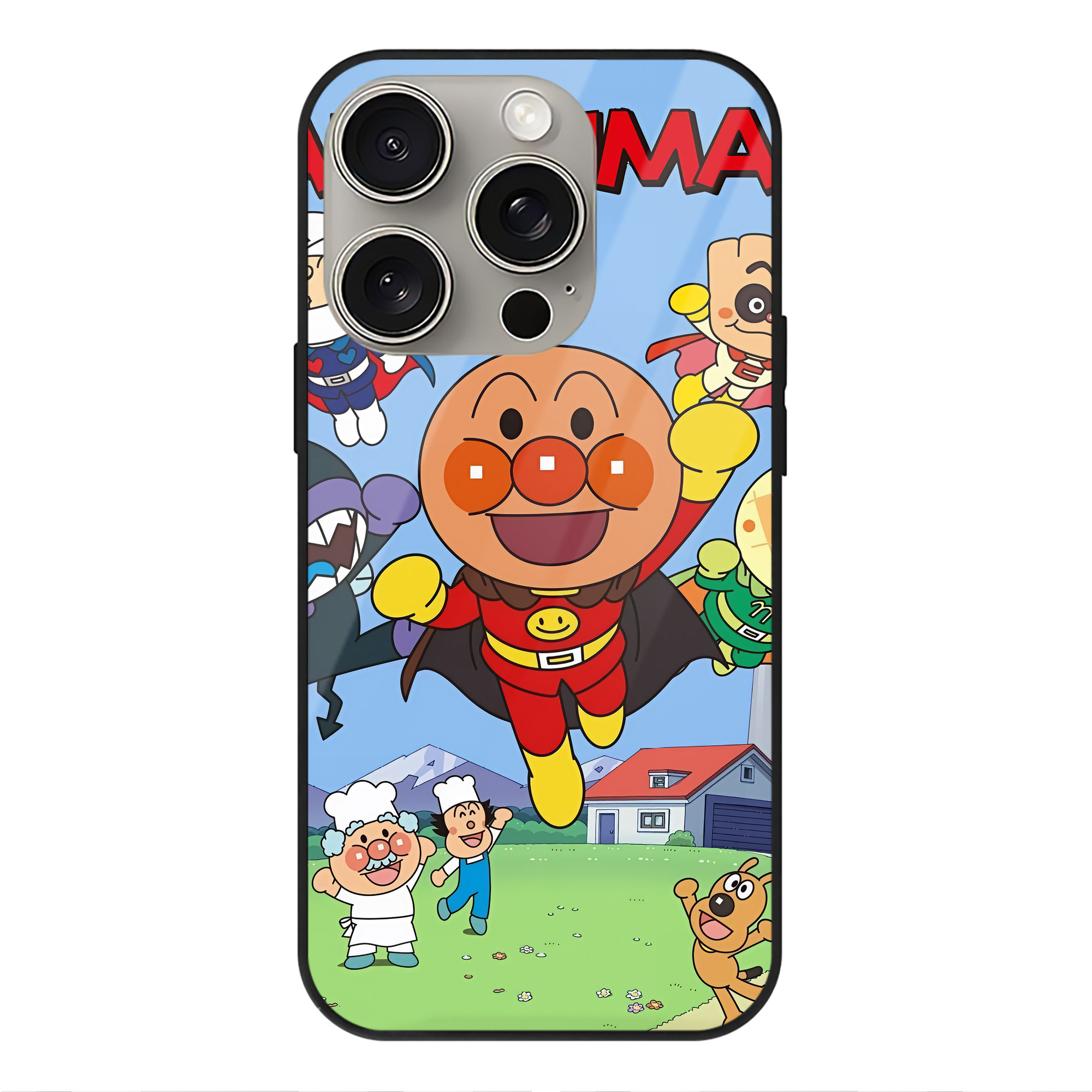 （画像用） アンパンマン Anpanman 【iPhone15Pro対応】スマホケース 耐衝撃＆黄変防止 背面ガラス