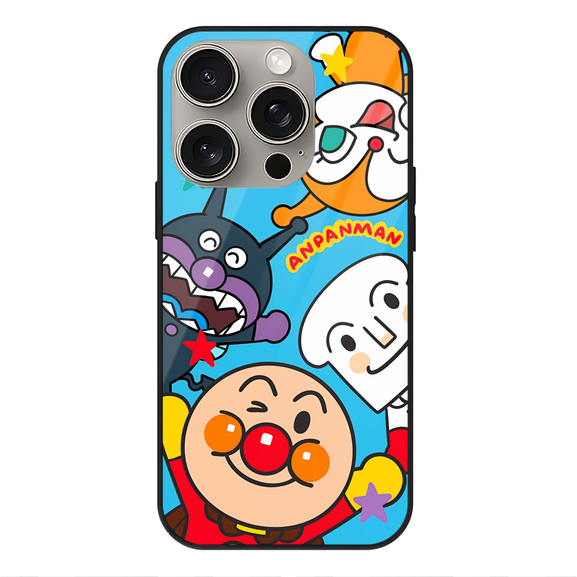 （画像用） アンパンマン Anpanman 【iPhone15Pro対応】スマホケース 耐衝撃＆黄変防止 背面ガラス