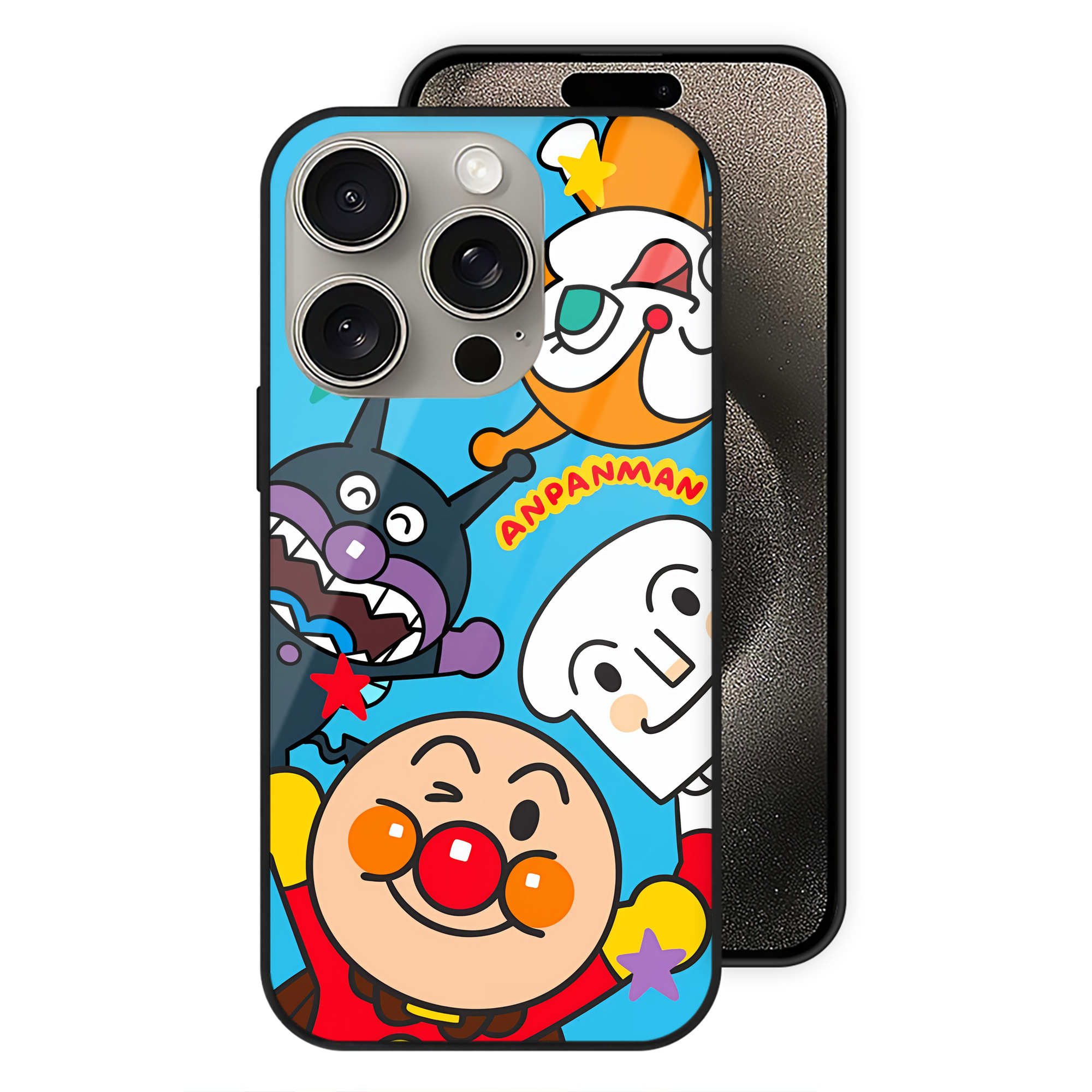 （画像用） アンパンマン Anpanman 【iPhone15Pro対応】スマホケース 耐衝撃＆黄変防止 背面ガラス