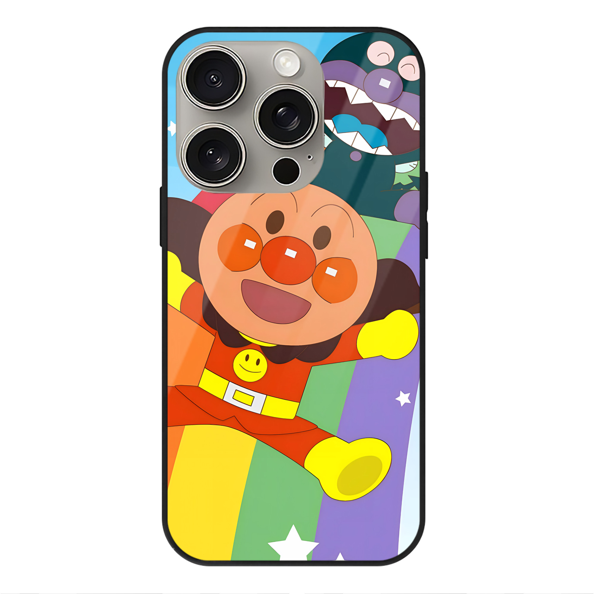 （画像用） アンパンマン Anpanman 【iPhone15Pro対応】スマホケース 耐衝撃＆黄変防止 背面ガラス