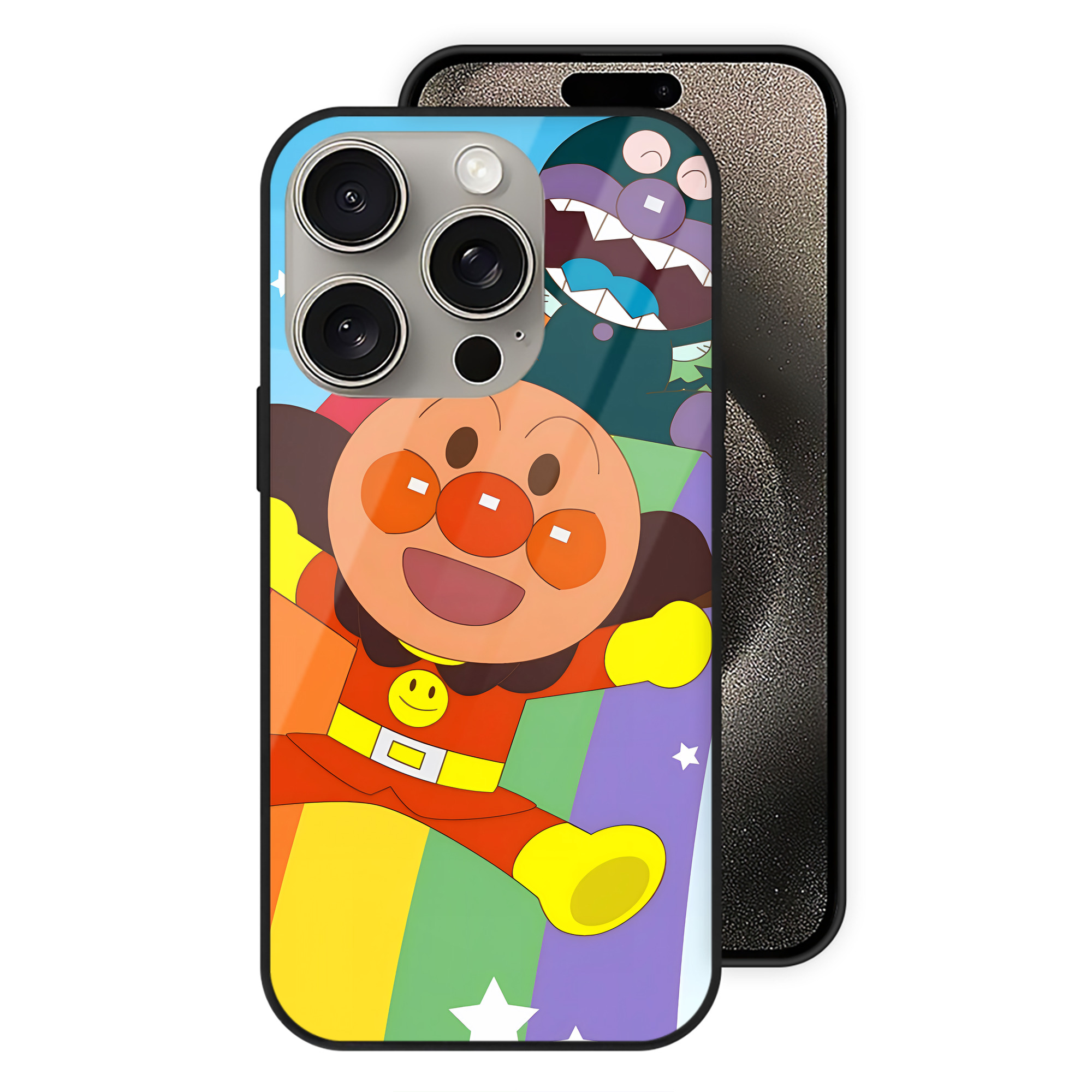 （画像用） アンパンマン Anpanman 【iPhone15Pro対応】スマホケース 耐衝撃＆黄変防止 背面ガラス