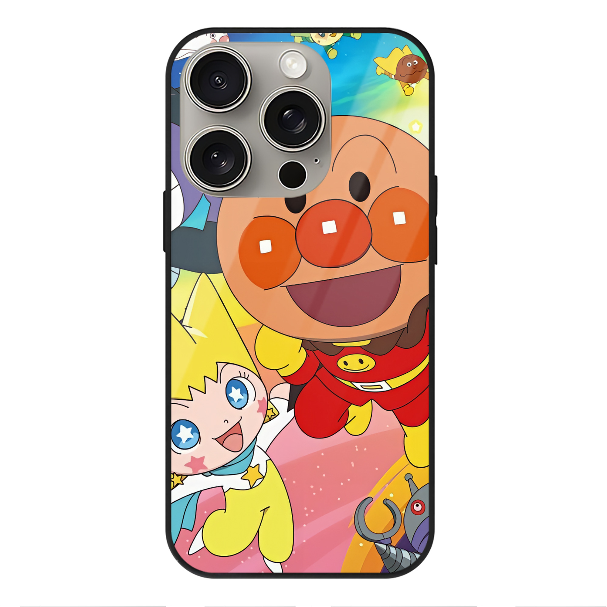 （画像用） アンパンマン Anpanman 【iPhone15Pro対応】スマホケース 耐衝撃＆黄変防止 背面ガラス