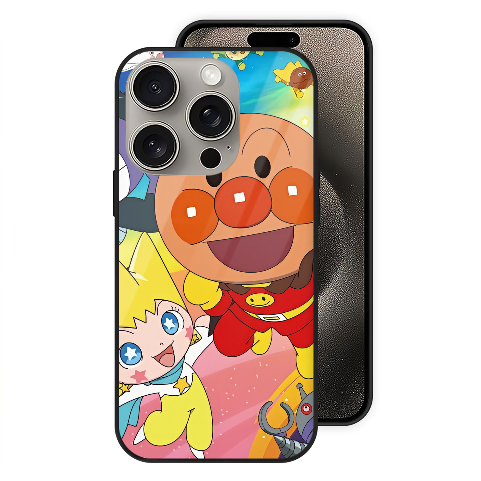 （画像用） アンパンマン Anpanman 【iPhone15Pro対応】スマホケース 耐衝撃＆黄変防止 背面ガラス