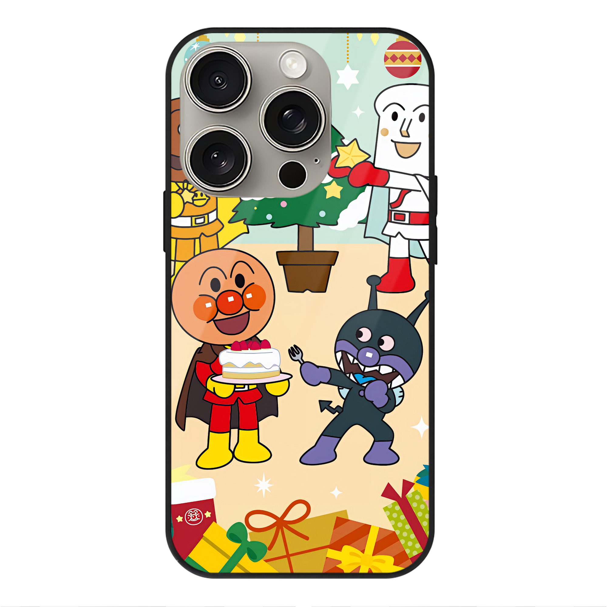 （画像用） アンパンマン Anpanman 【iPhone15Pro対応】スマホケース 耐衝撃＆黄変防止 背面ガラス