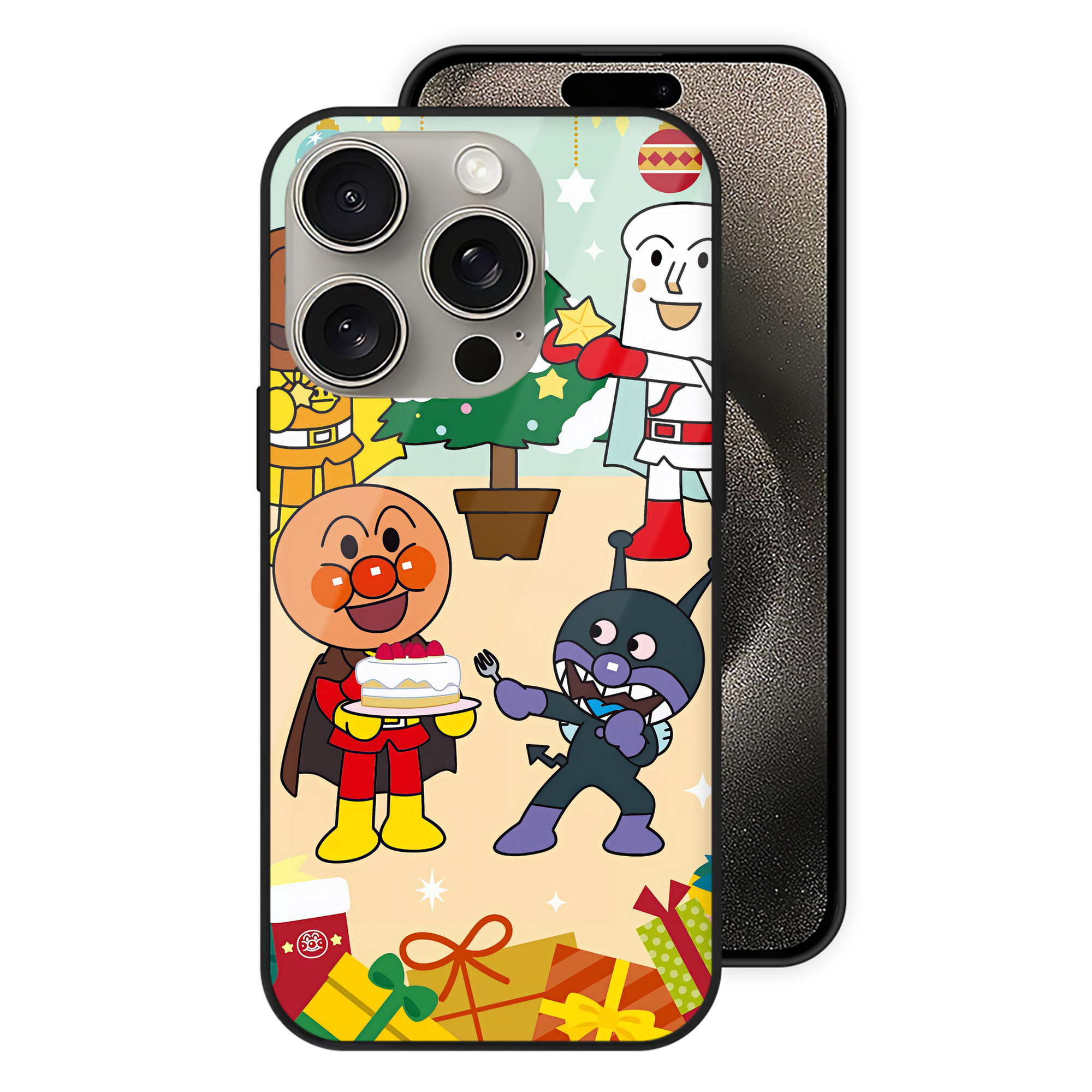 （画像用） アンパンマン Anpanman 【iPhone15Pro対応】スマホケース 耐衝撃＆黄変防止 背面ガラス