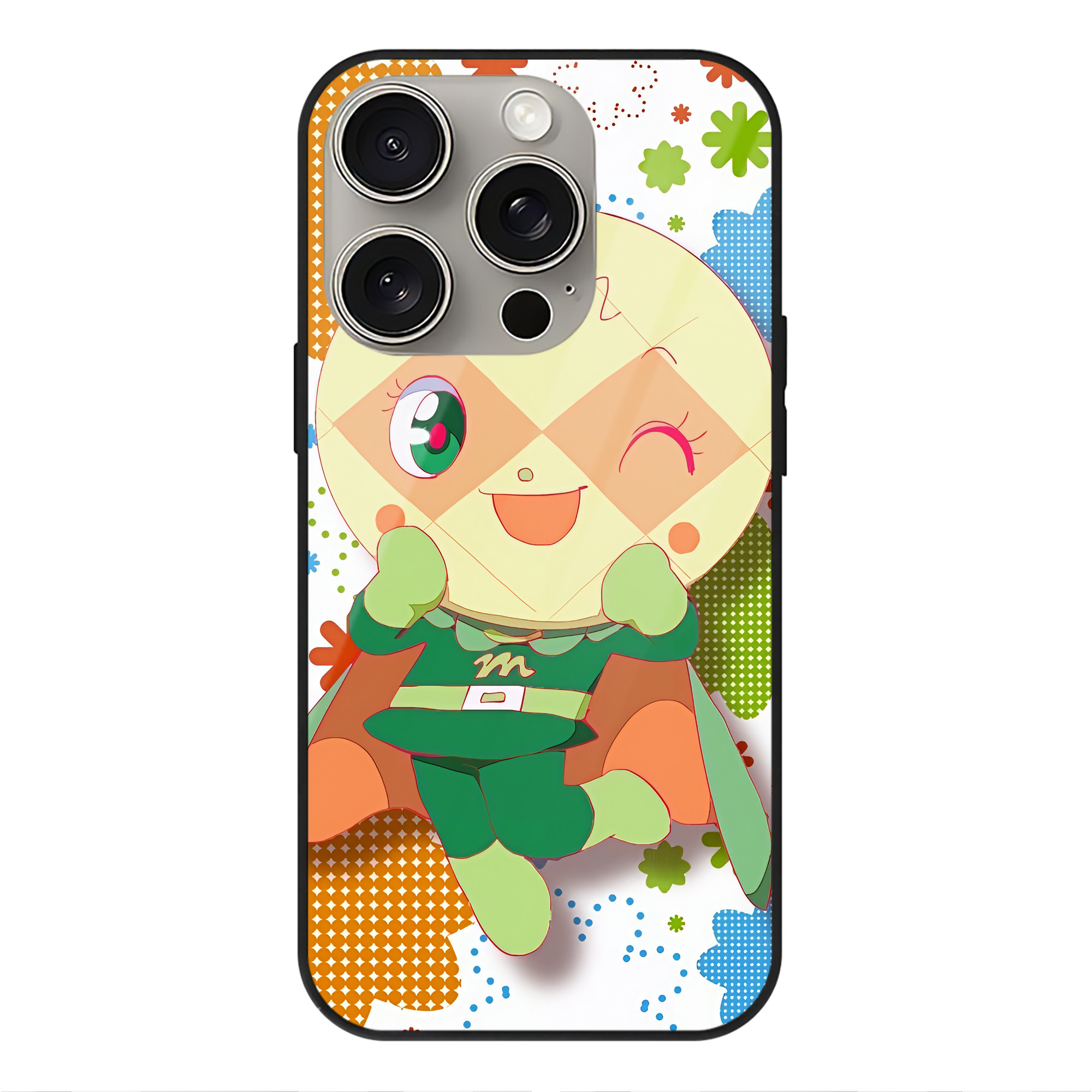 （画像用） アンパンマン Anpanman 【iPhone15Pro対応】スマホケース 耐衝撃＆黄変防止 背面ガラス