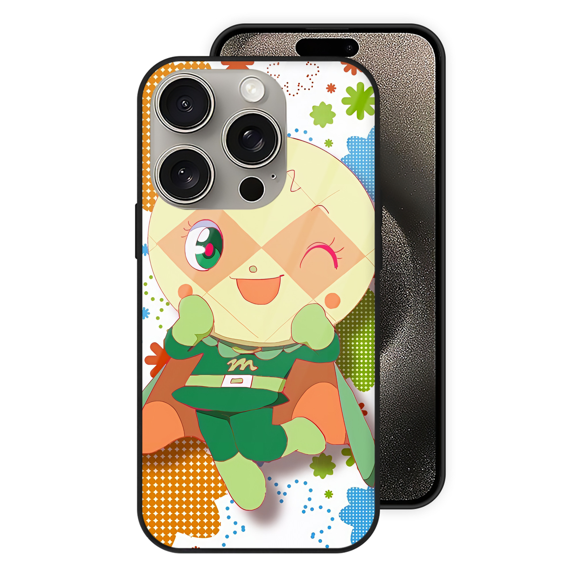 （画像用） アンパンマン Anpanman 【iPhone15Pro対応】スマホケース 耐衝撃＆黄変防止 背面ガラス