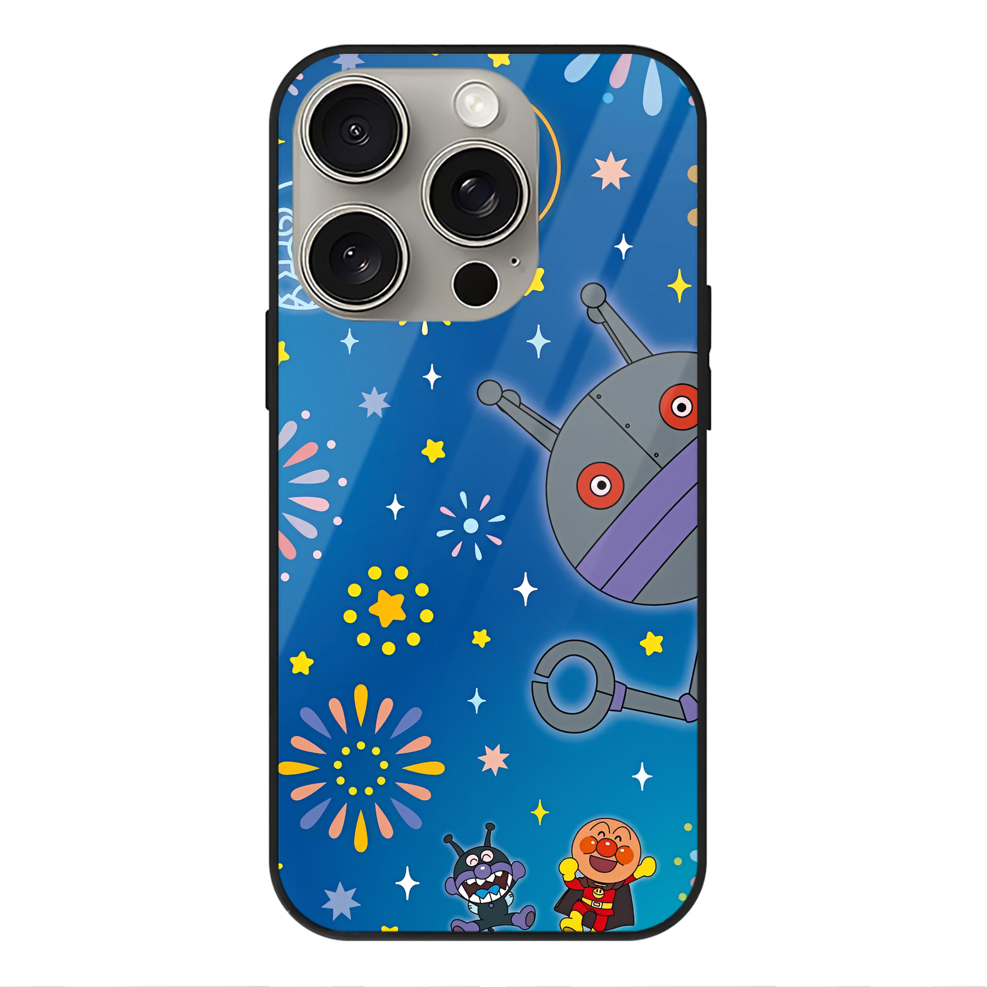 （画像用） アンパンマン Anpanman 【iPhone15Pro対応】スマホケース 耐衝撃＆黄変防止 背面ガラス