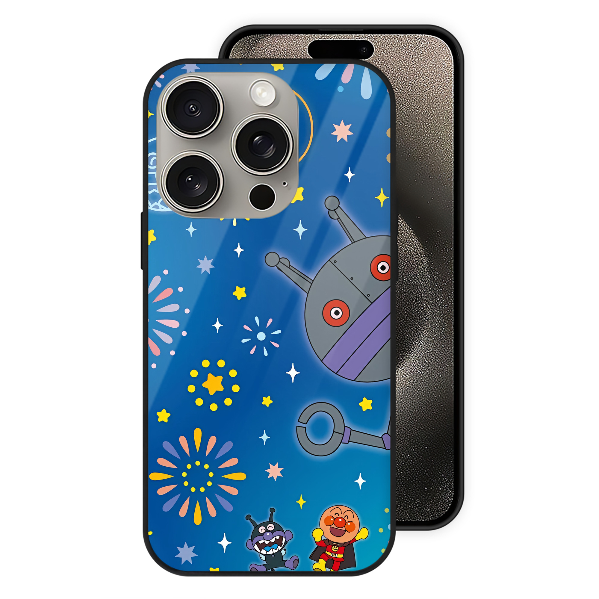 （画像用） アンパンマン Anpanman 【iPhone15Pro対応】スマホケース 耐衝撃＆黄変防止 背面ガラス