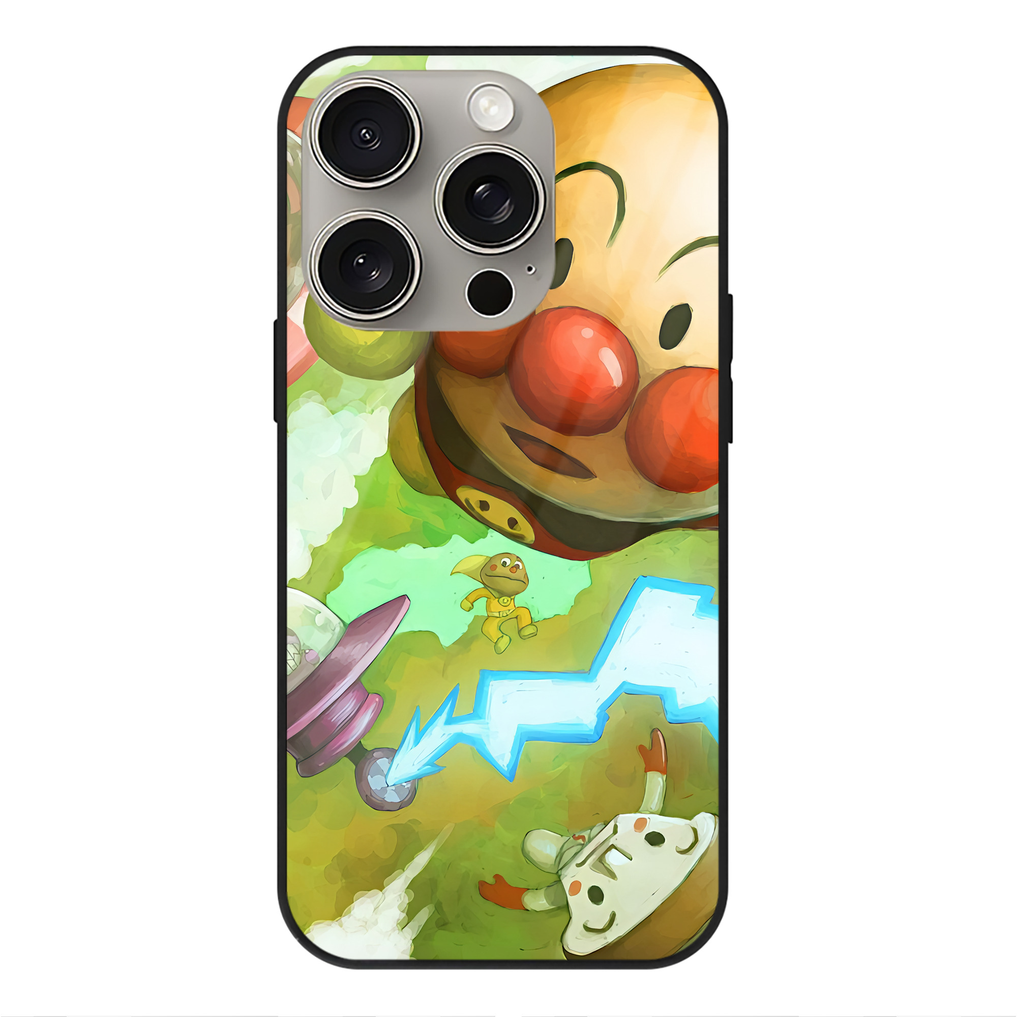 （画像用） アンパンマン Anpanman 【iPhone15Pro対応】スマホケース 耐衝撃＆黄変防止 背面ガラス