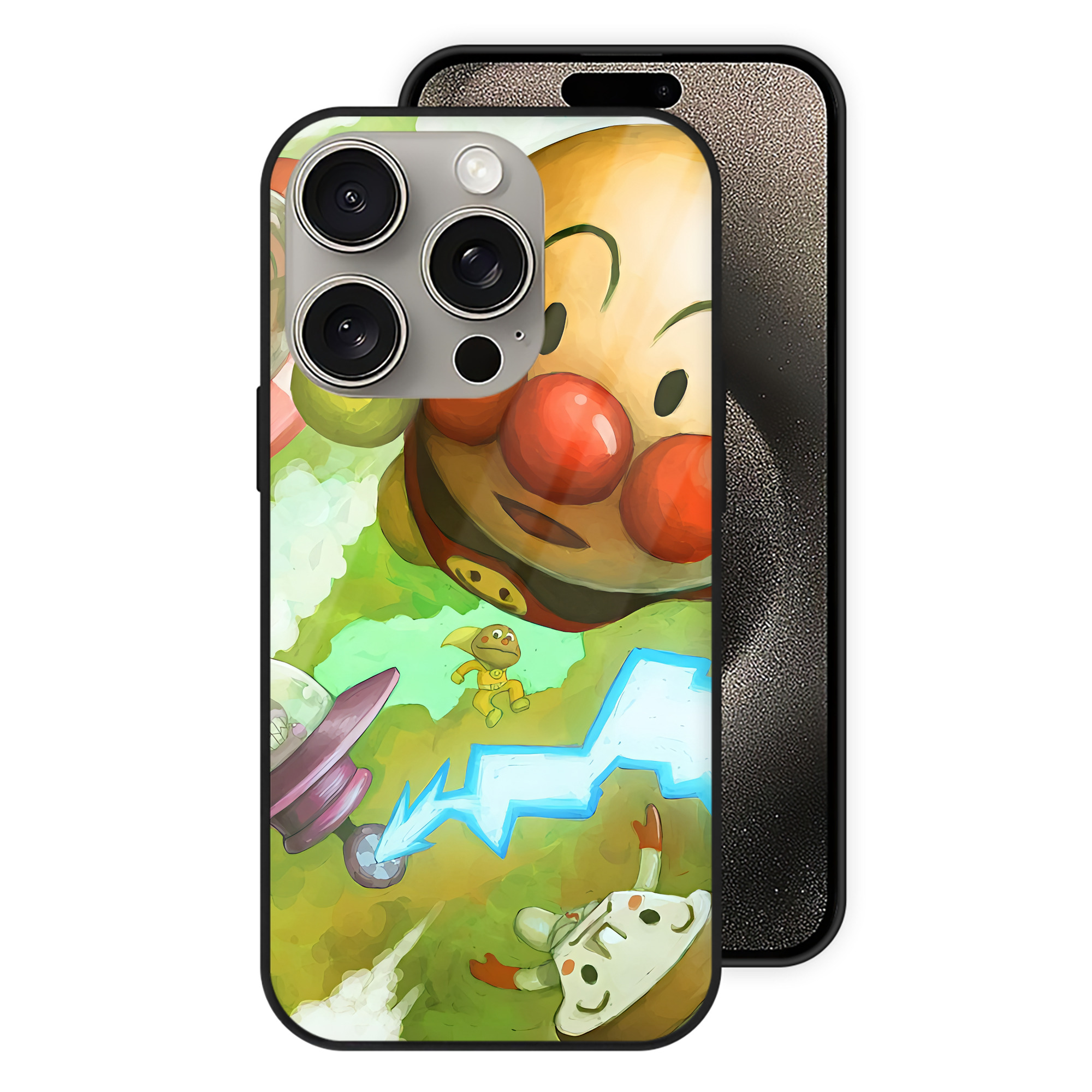 （画像用） アンパンマン Anpanman 【iPhone15Pro対応】スマホケース 耐衝撃＆黄変防止 背面ガラス