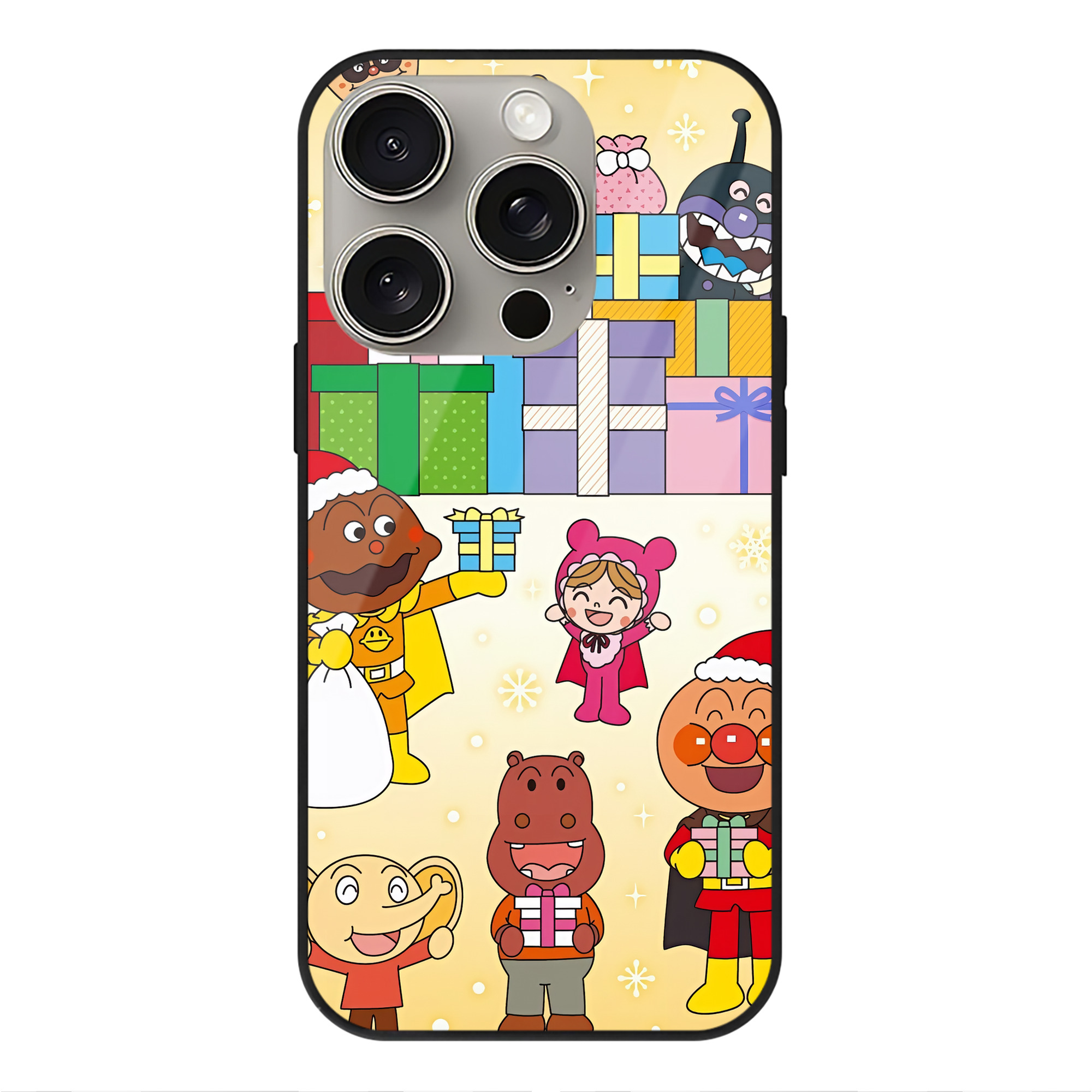 （画像用） アンパンマン Anpanman 【iPhone15Pro対応】スマホケース 耐衝撃＆黄変防止 背面ガラス