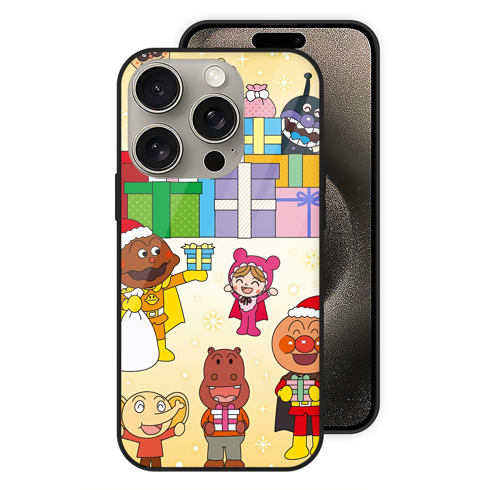 （画像用） アンパンマン Anpanman 【iPhone15Pro対応】スマホケース 耐衝撃＆黄変防止 背面ガラス