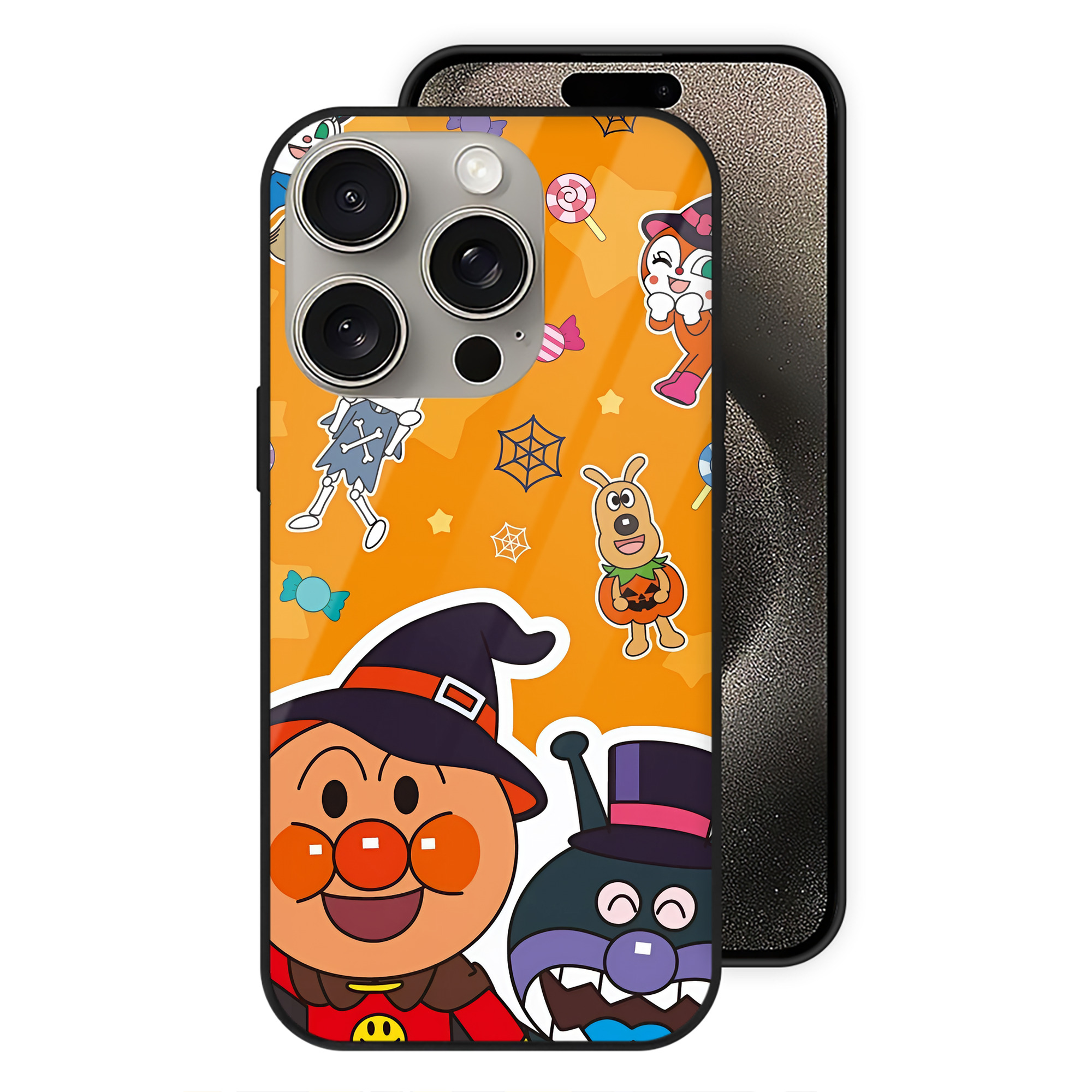 （画像用） アンパンマン Anpanman 【iPhone15Pro対応】スマホケース 耐衝撃＆黄変防止 背面ガラス