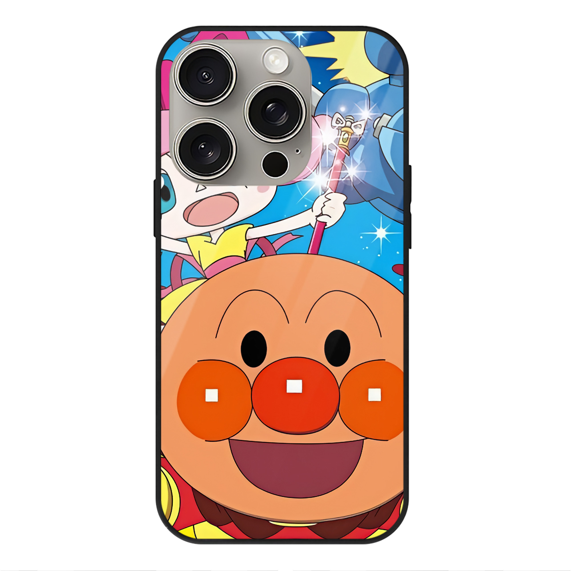 （画像用） アンパンマン Anpanman 【iPhone15Pro対応】スマホケース 耐衝撃＆黄変防止 背面ガラス